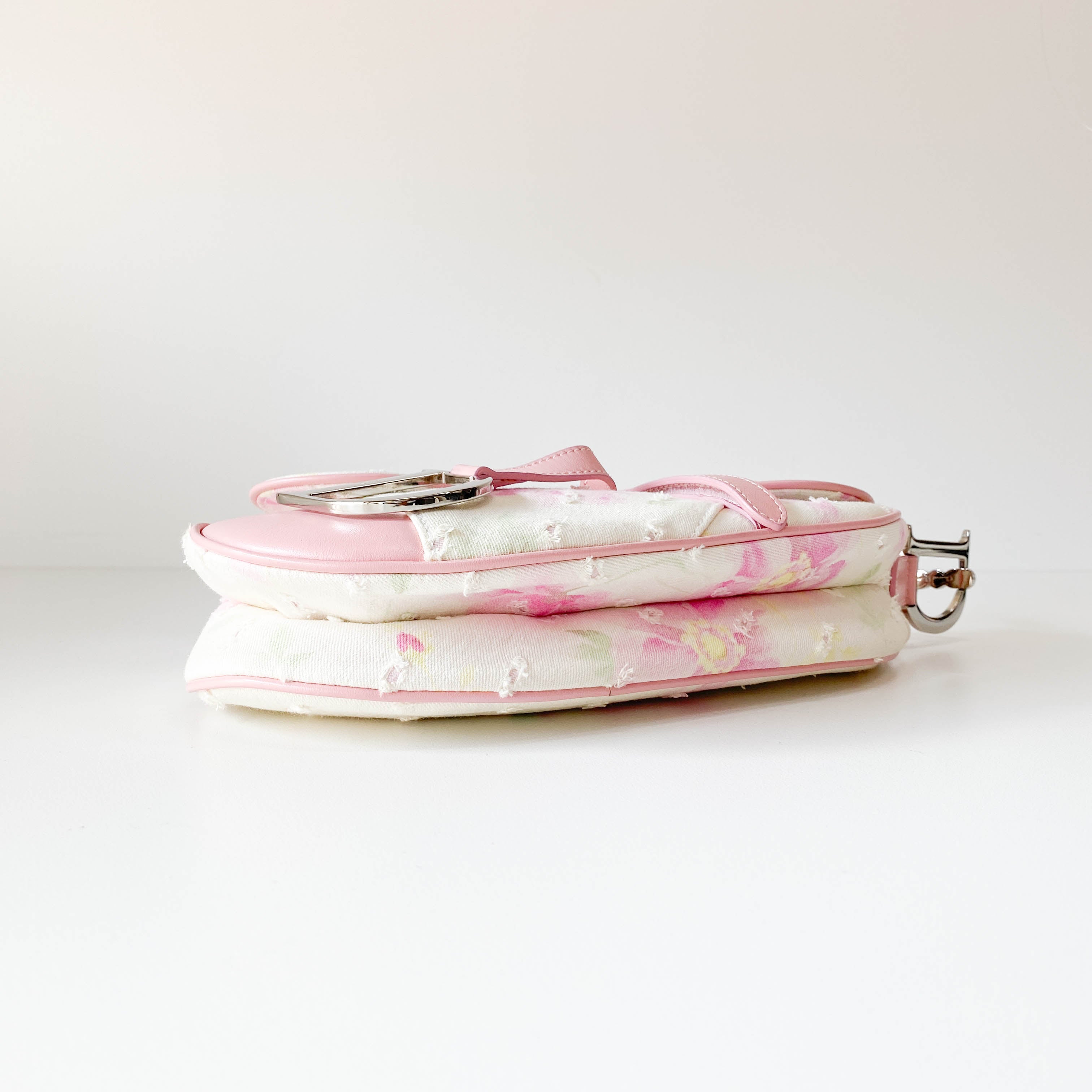 Saddle Cream x Pink Floral Canvas Shoulder Bag