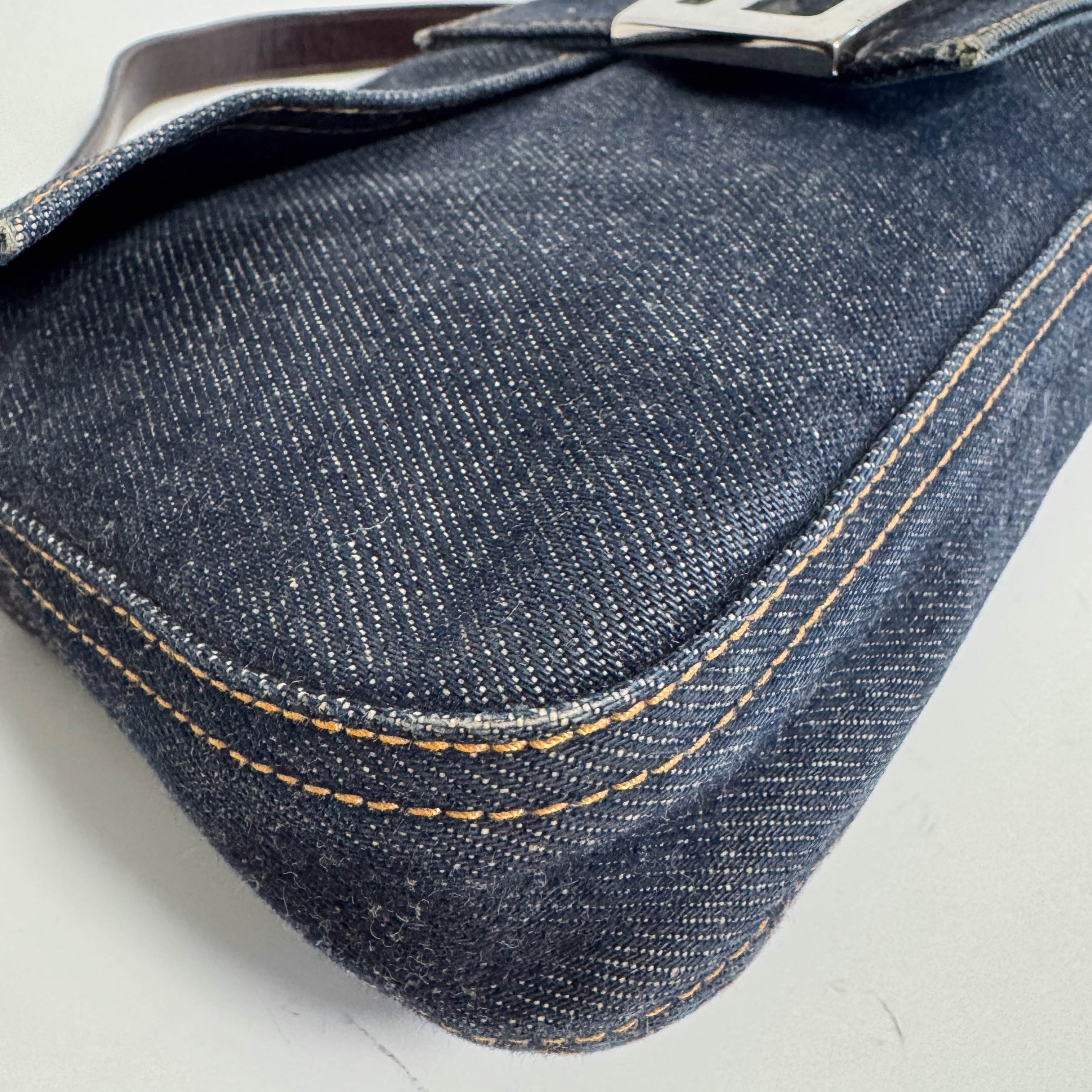 Baguette Blue Denim Shoulder Bag