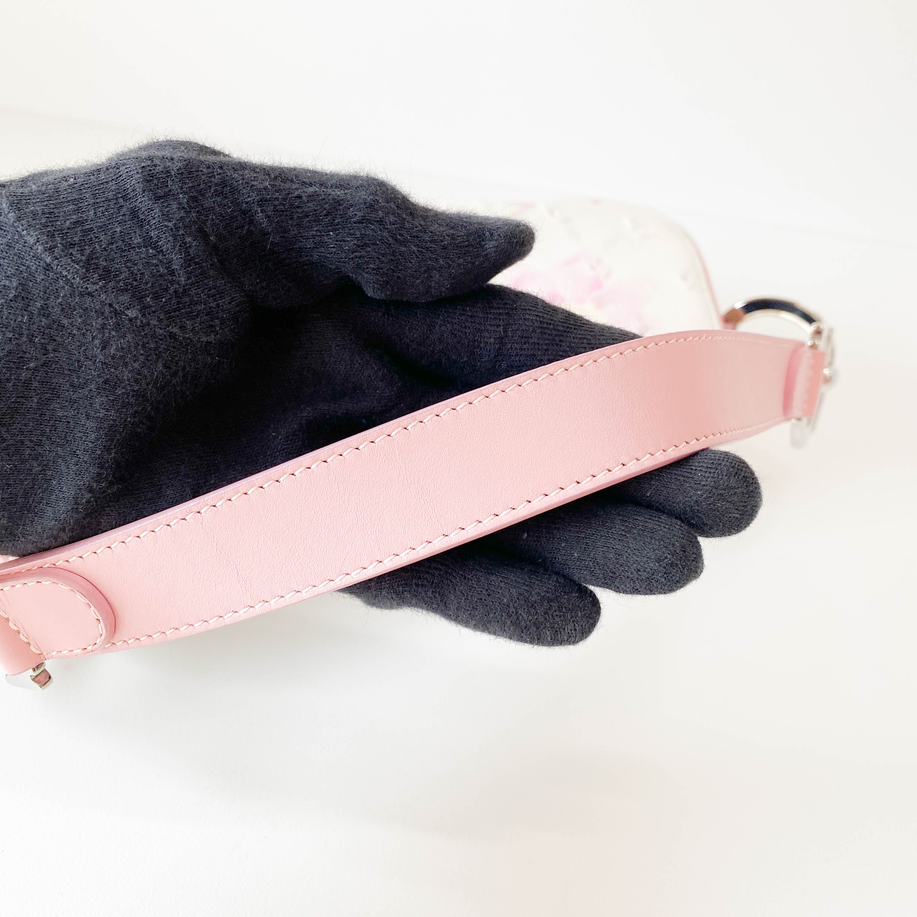 Saddle Cream x Pink Floral Canvas Shoulder Bag