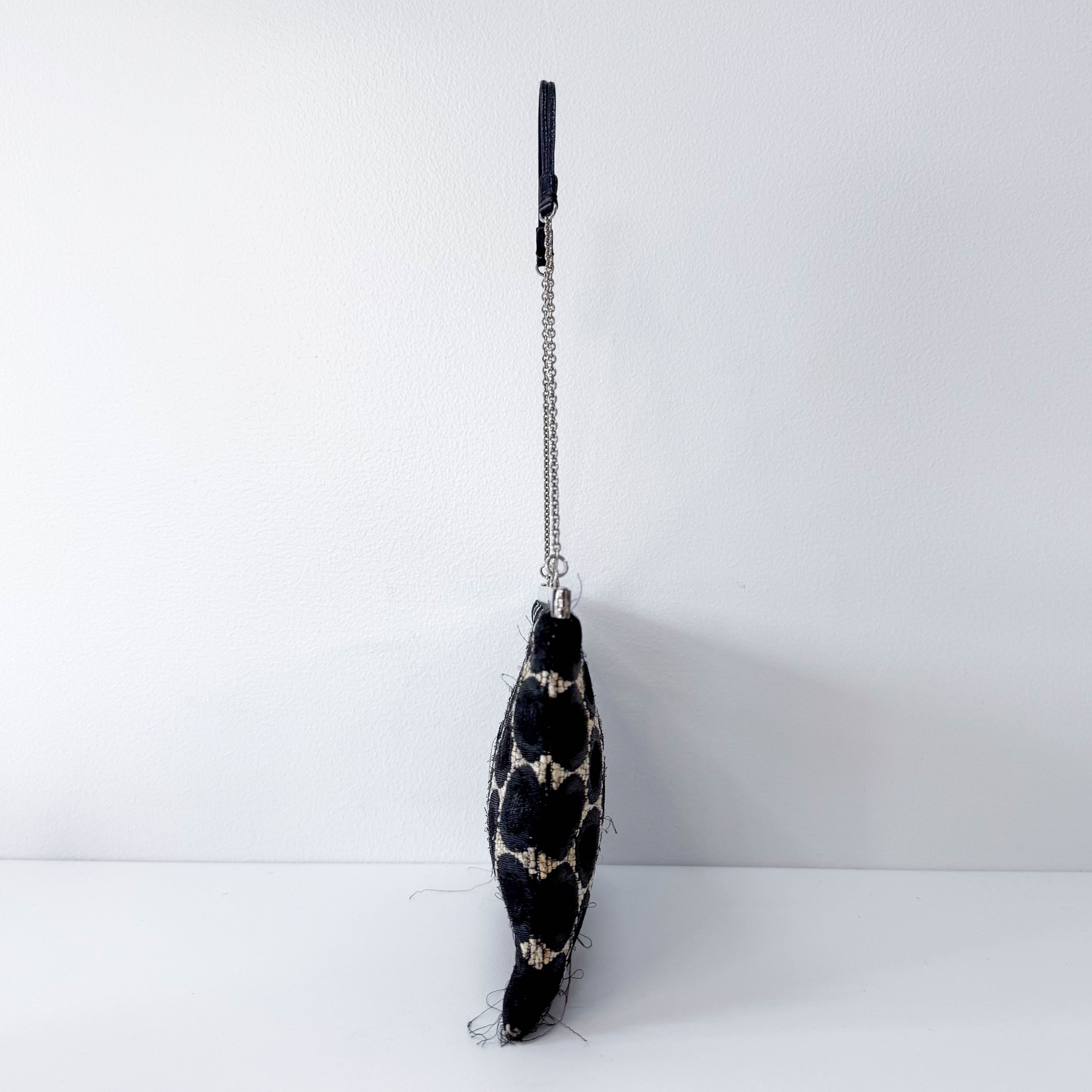 Black Silk Dots Chain Strap Purse