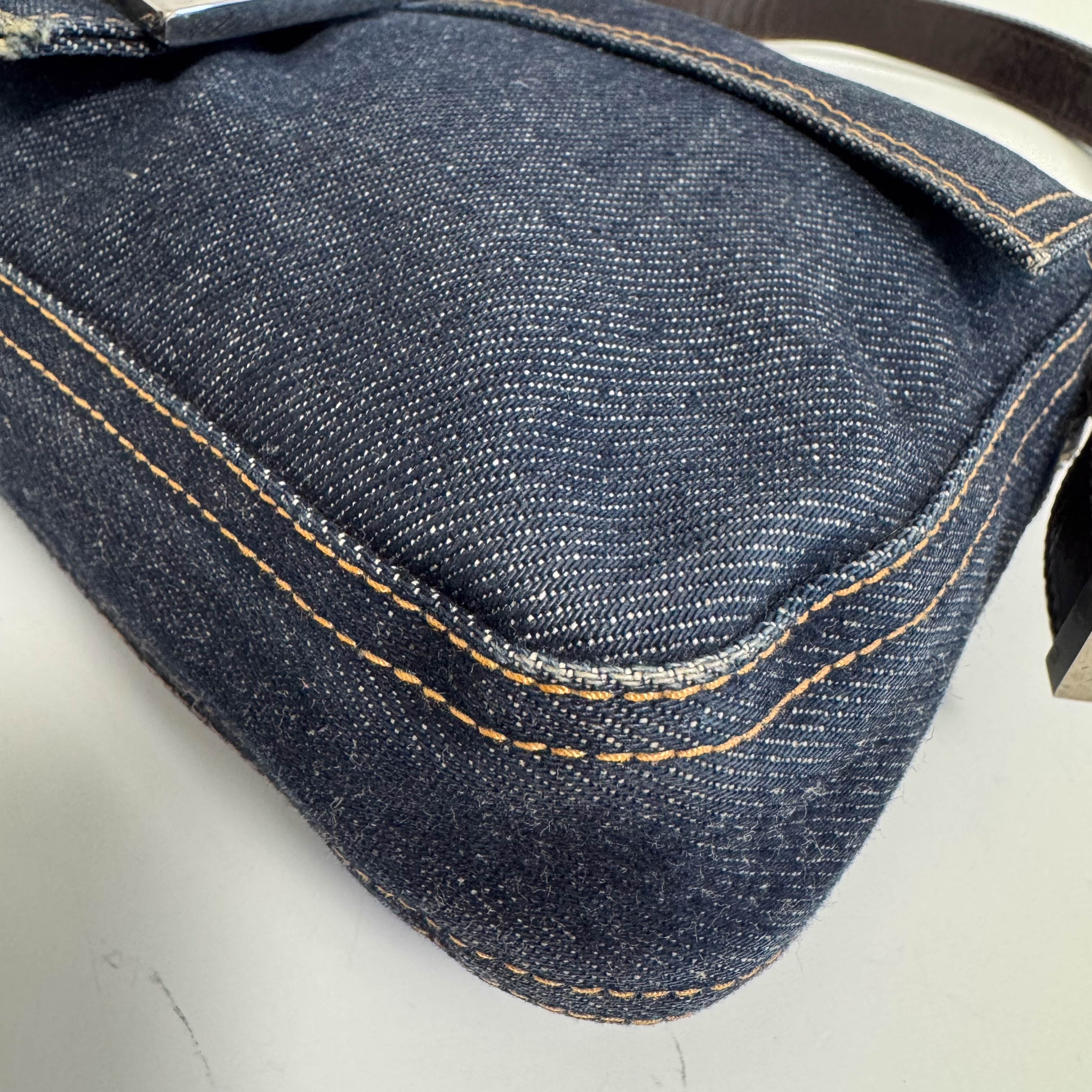 Baguette Blue Denim Shoulder Bag