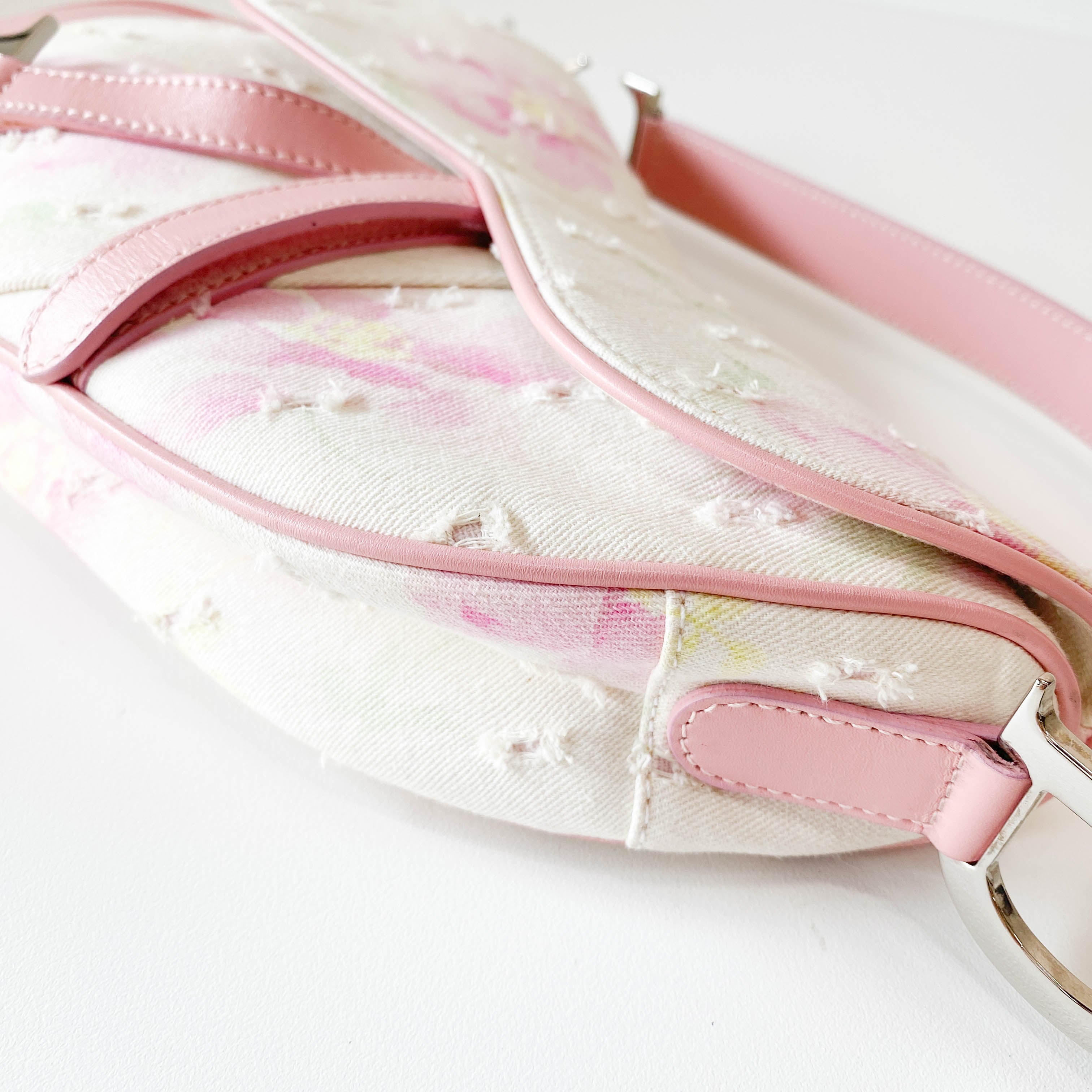 Saddle Cream x Pink Floral Canvas Shoulder Bag