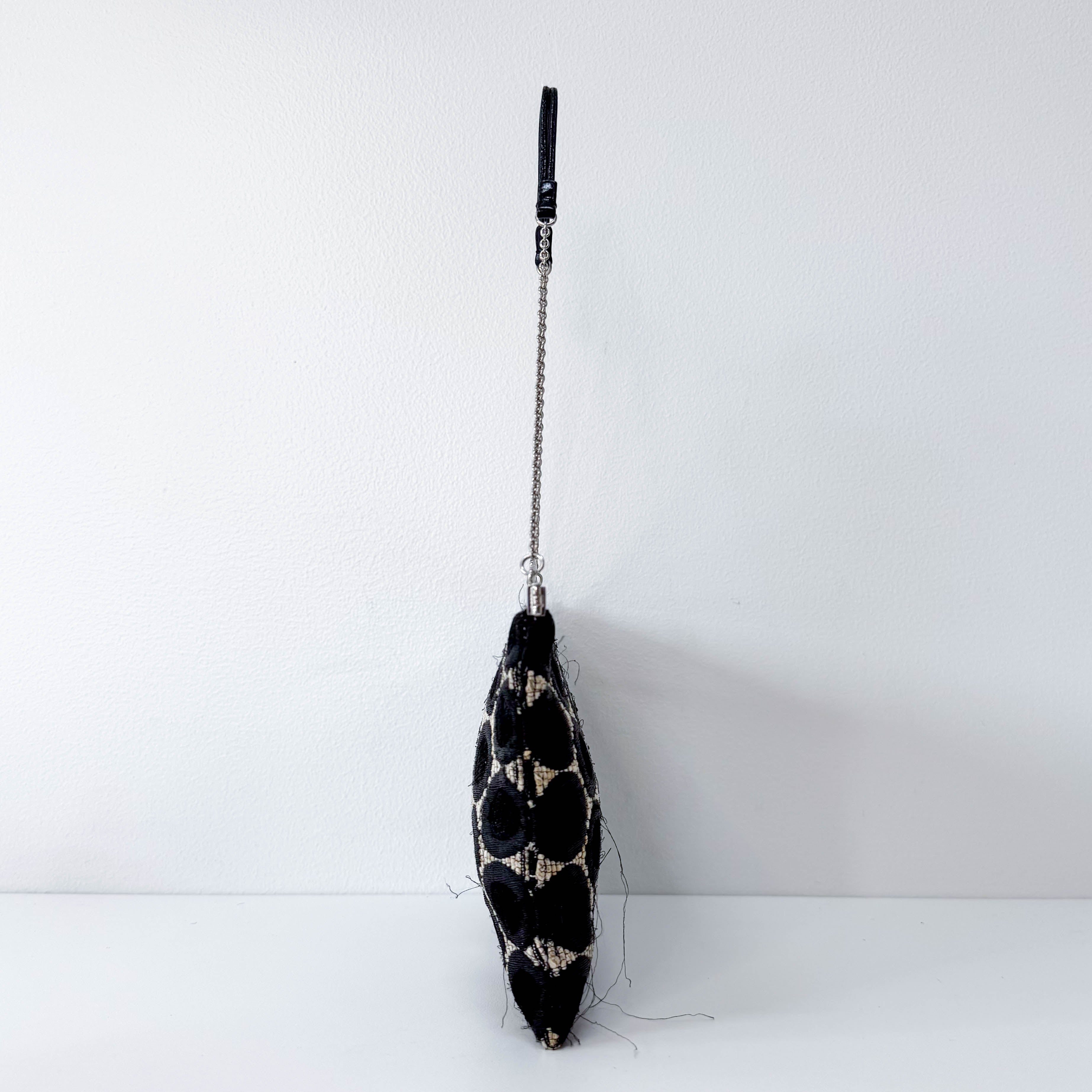 Black Silk Dots Chain Strap Purse