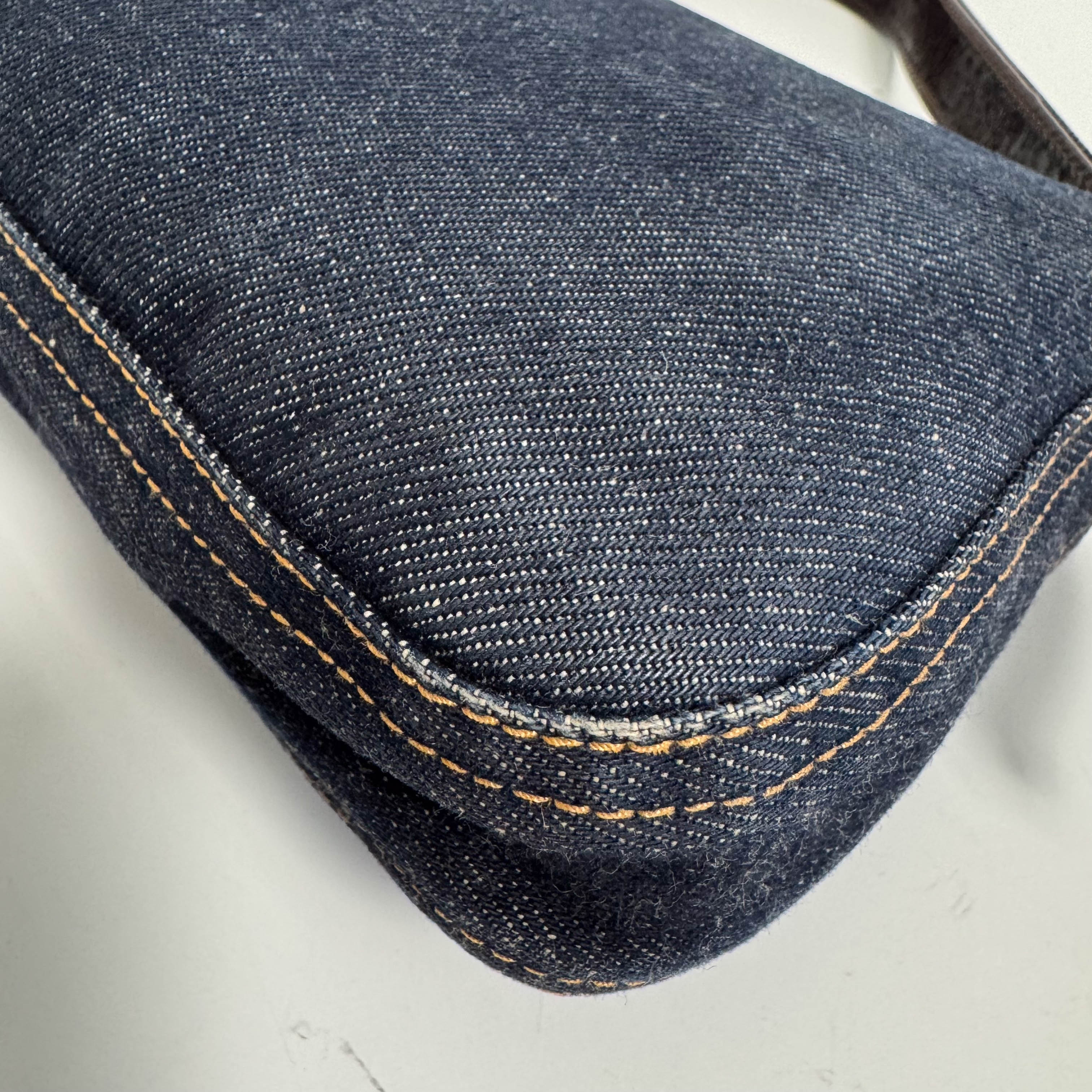 Baguette Blue Denim Shoulder Bag