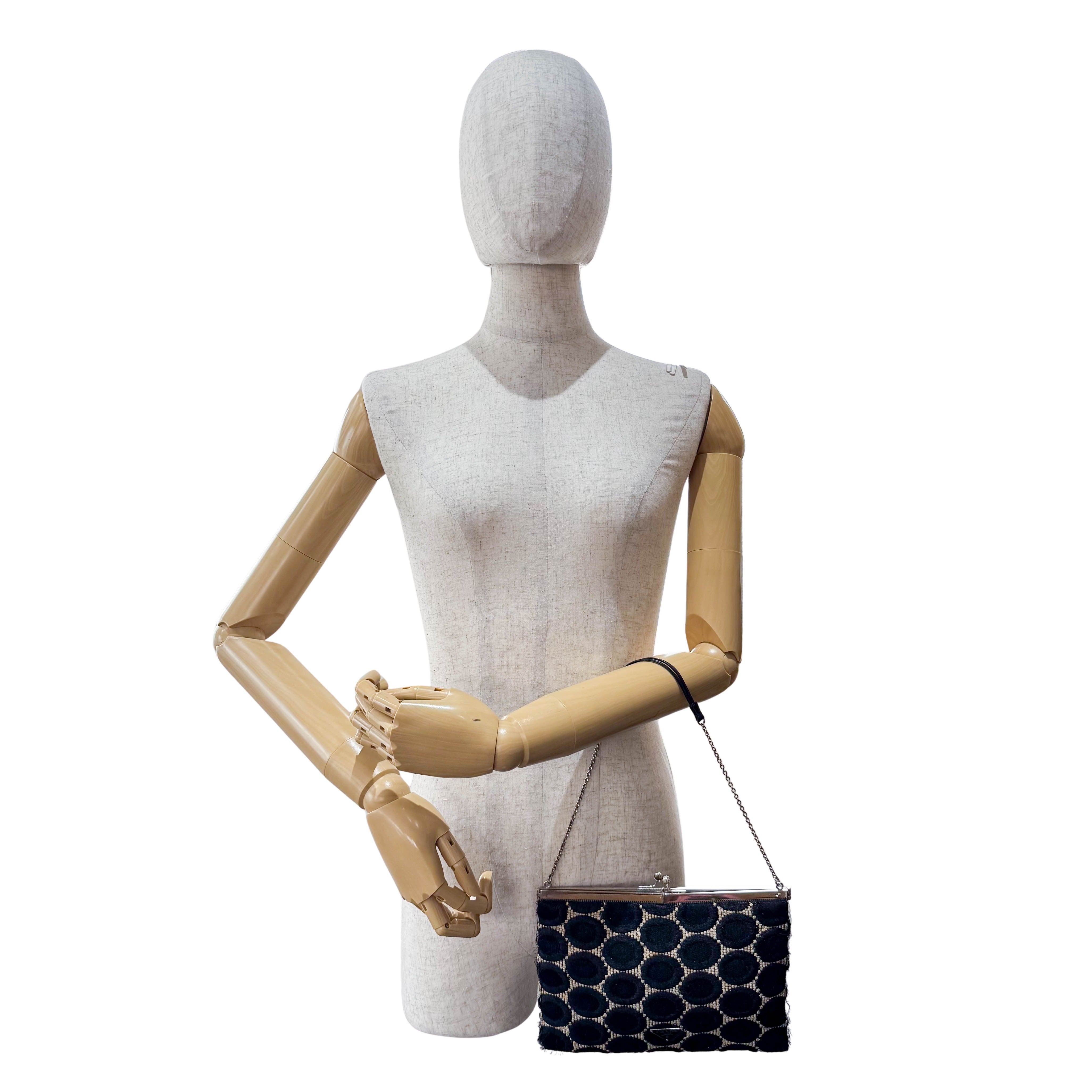 Black Silk Dots Chain Strap Purse