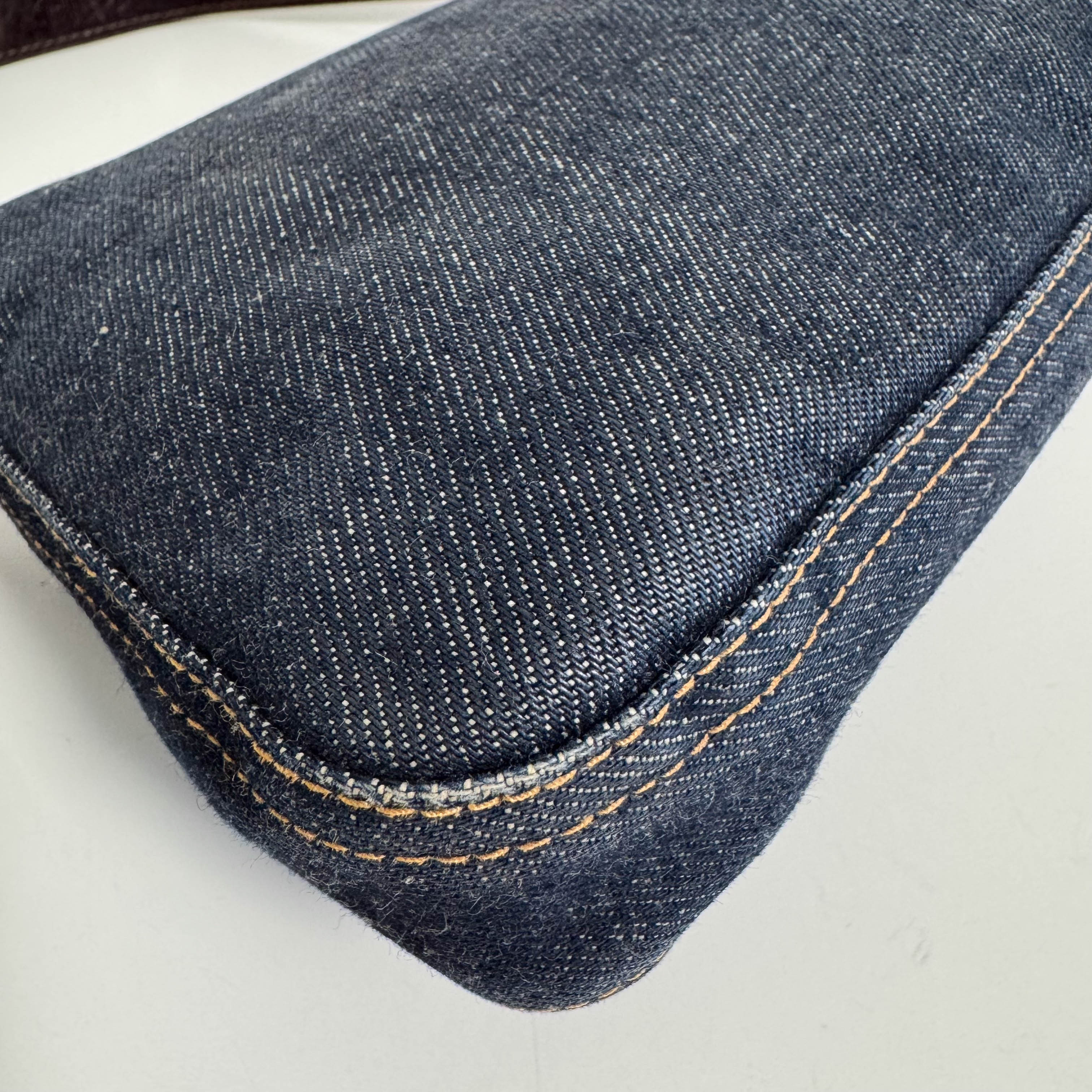 Baguette Blue Denim Shoulder Bag