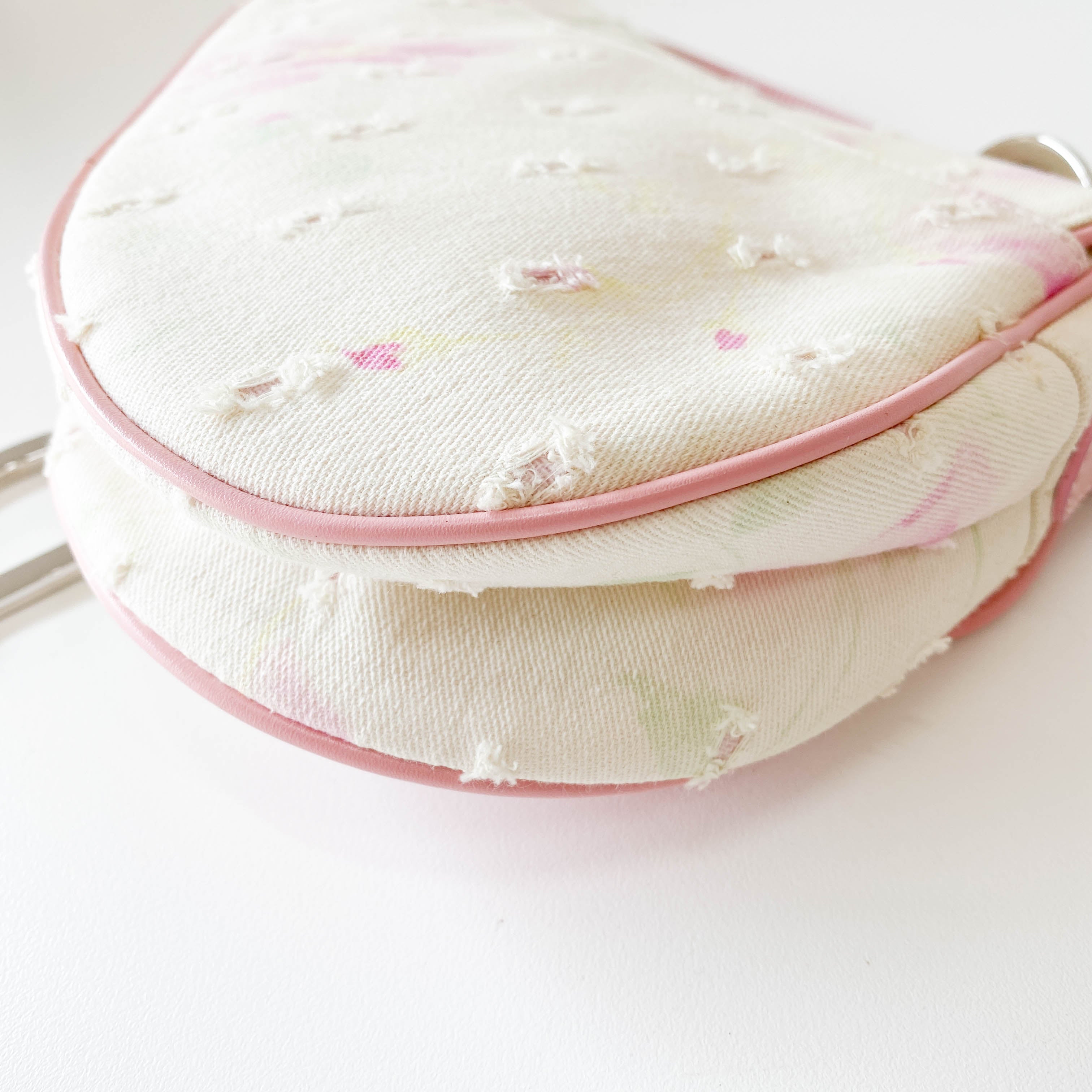 Saddle Cream x Pink Floral Canvas Shoulder Bag