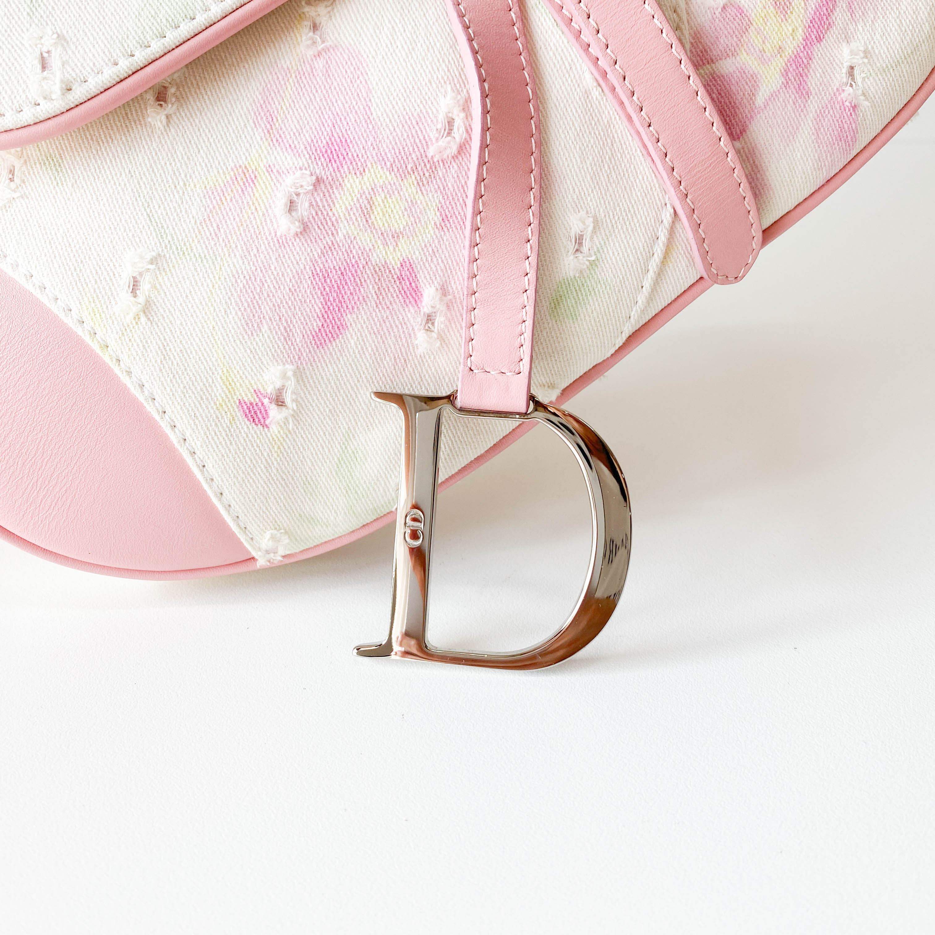 Saddle Cream x Pink Floral Canvas Shoulder Bag