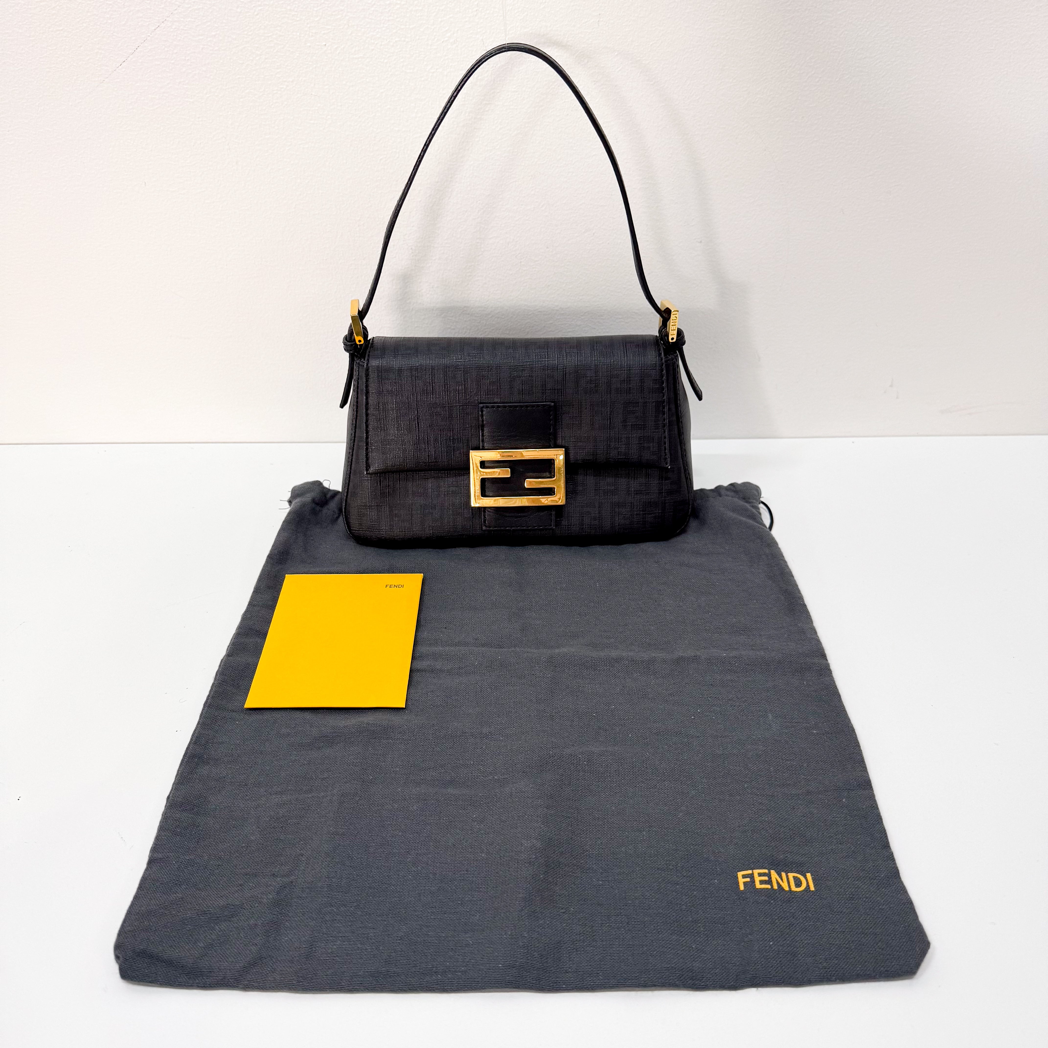 Mini Mamma Baguette Black Leather and Gold Buckle