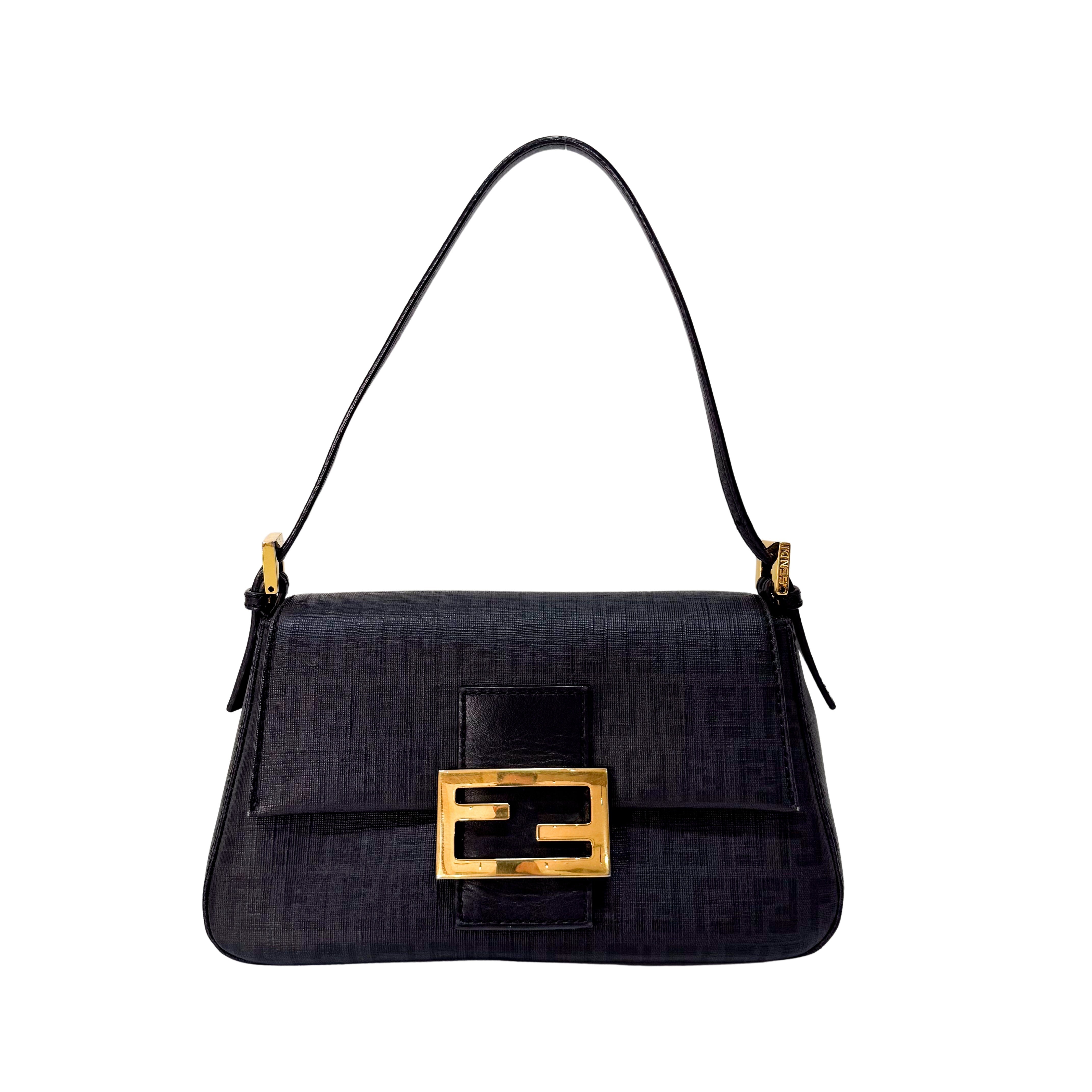 Mini Mamma Baguette Black Leather and Gold Buckle