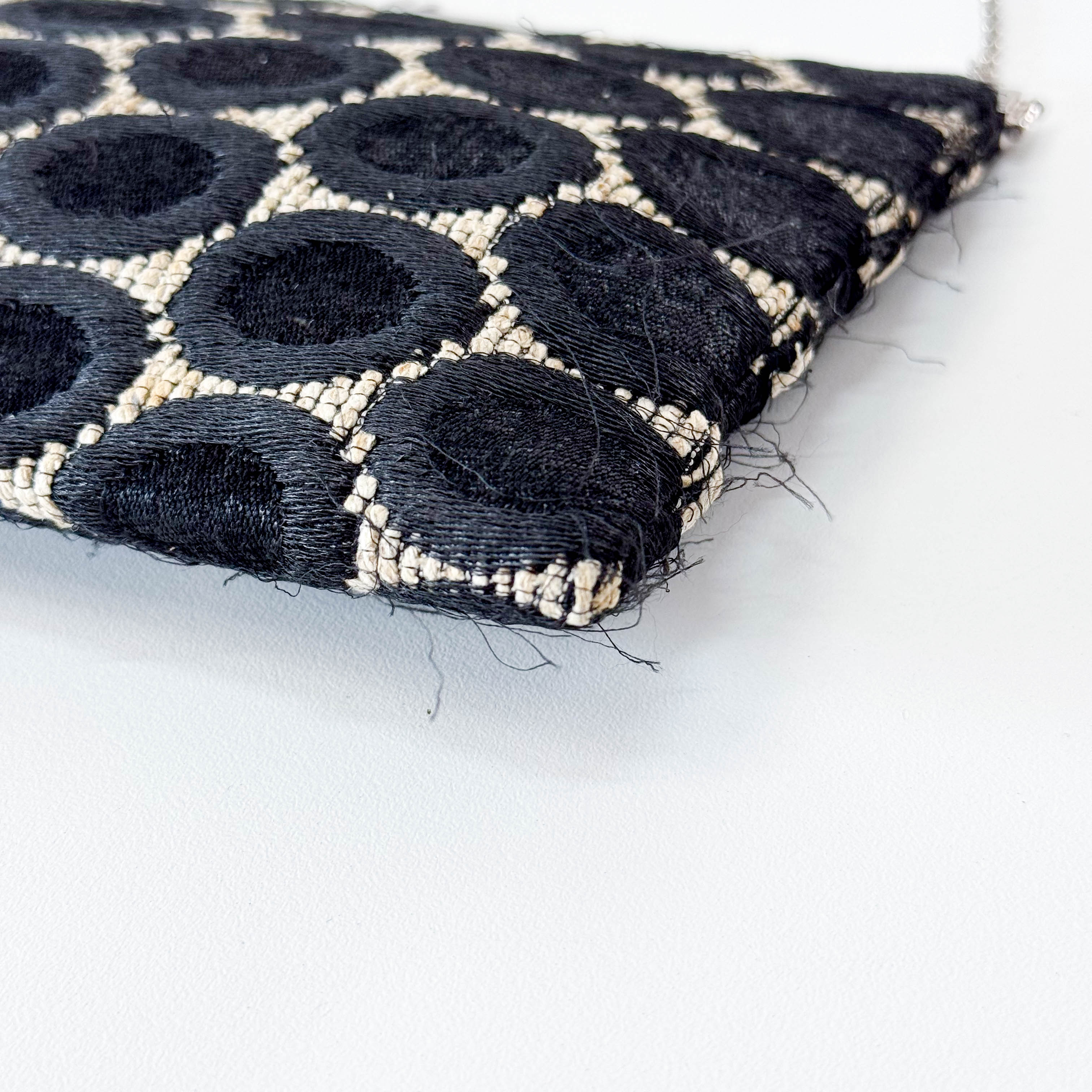 Black Silk Dots Chain Strap Purse