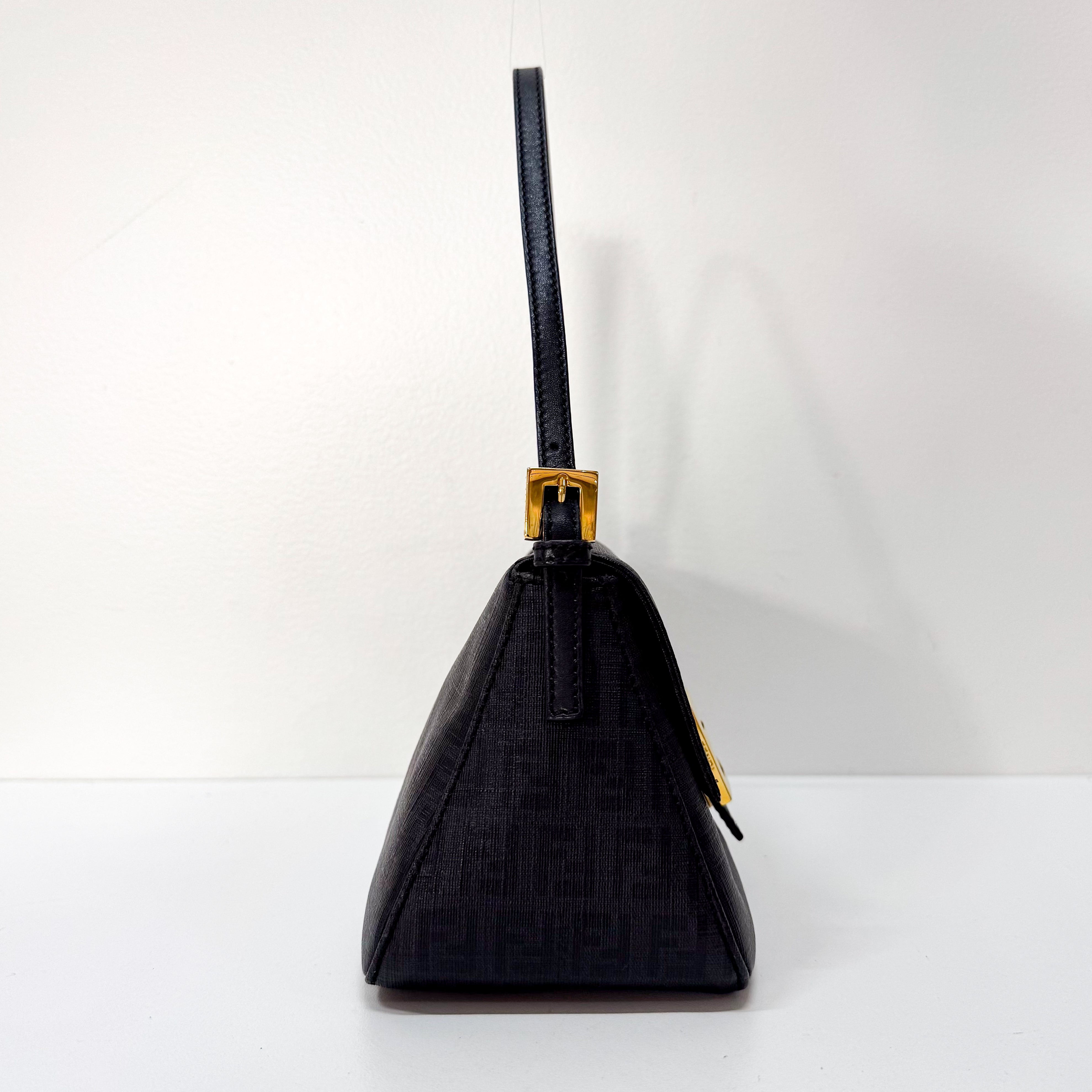 Mini Mamma Baguette Black Leather and Gold Buckle