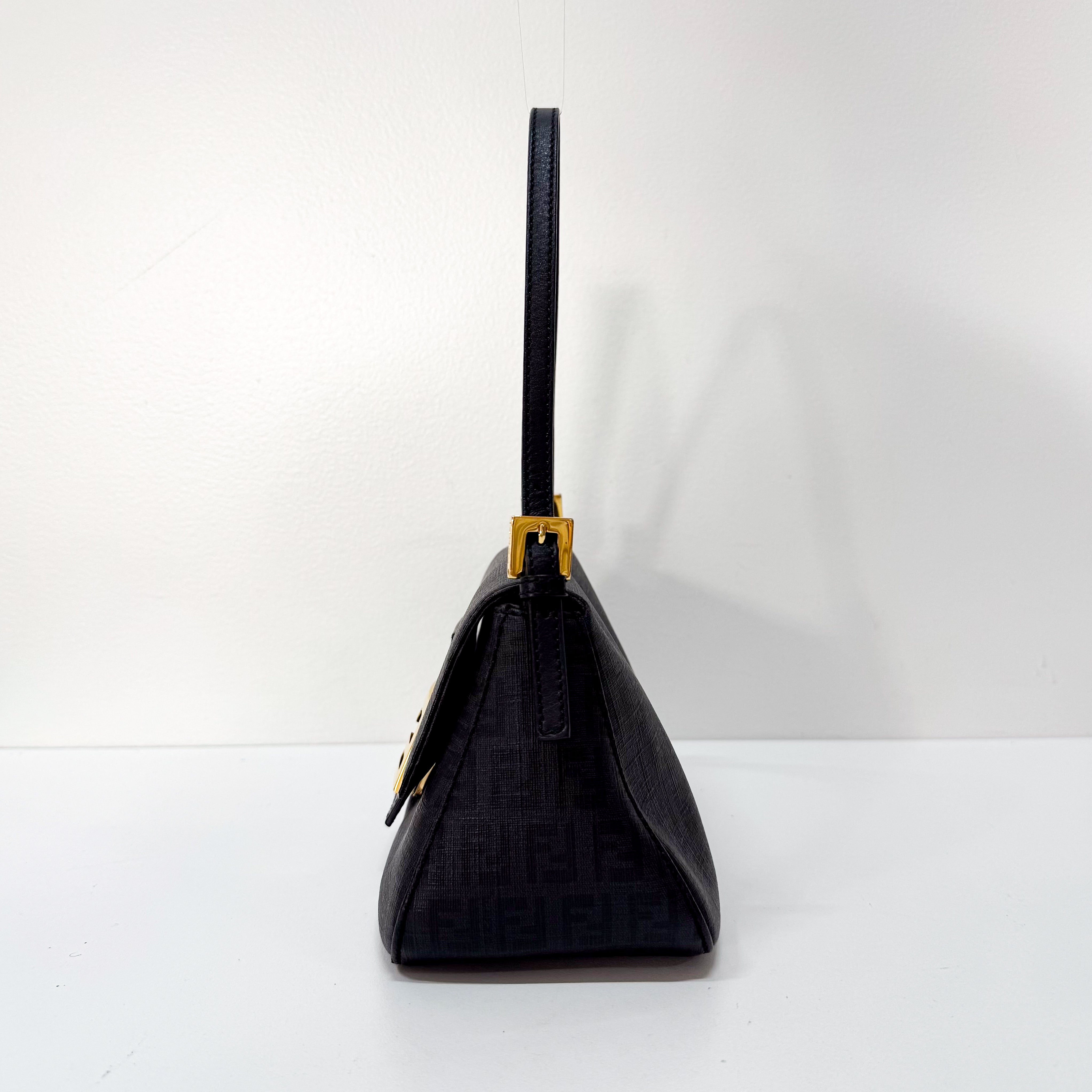 Mini Mamma Baguette Black Leather and Gold Buckle