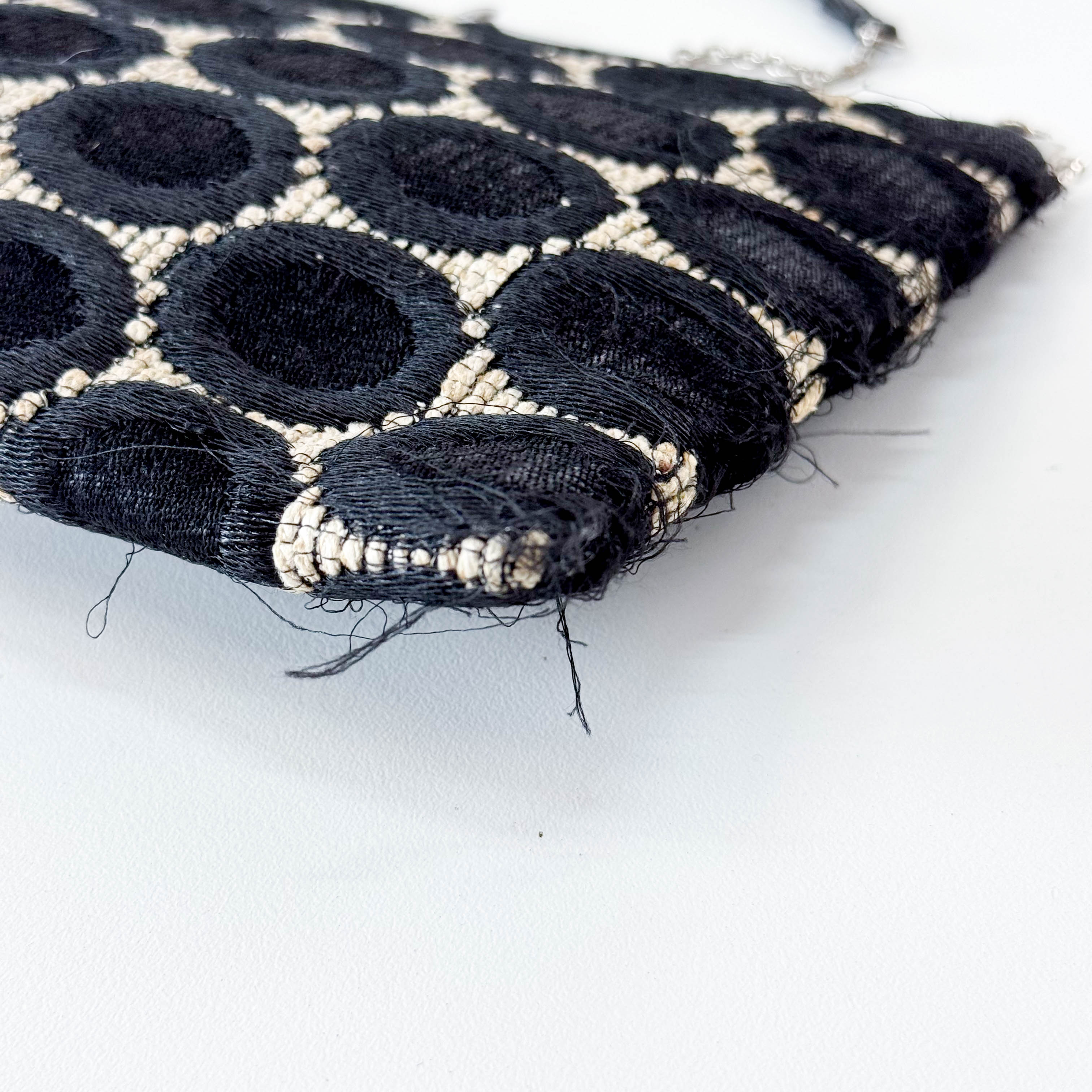 Black Silk Dots Chain Strap Purse