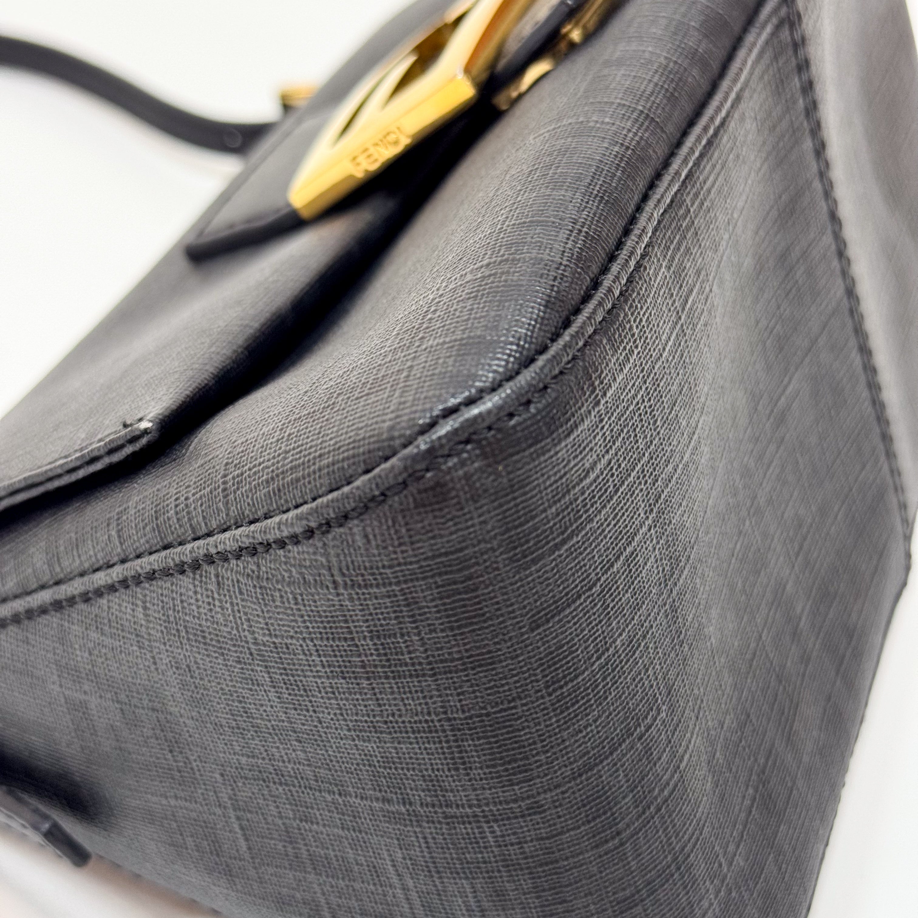 Mini Mamma Baguette Black Leather and Gold Buckle