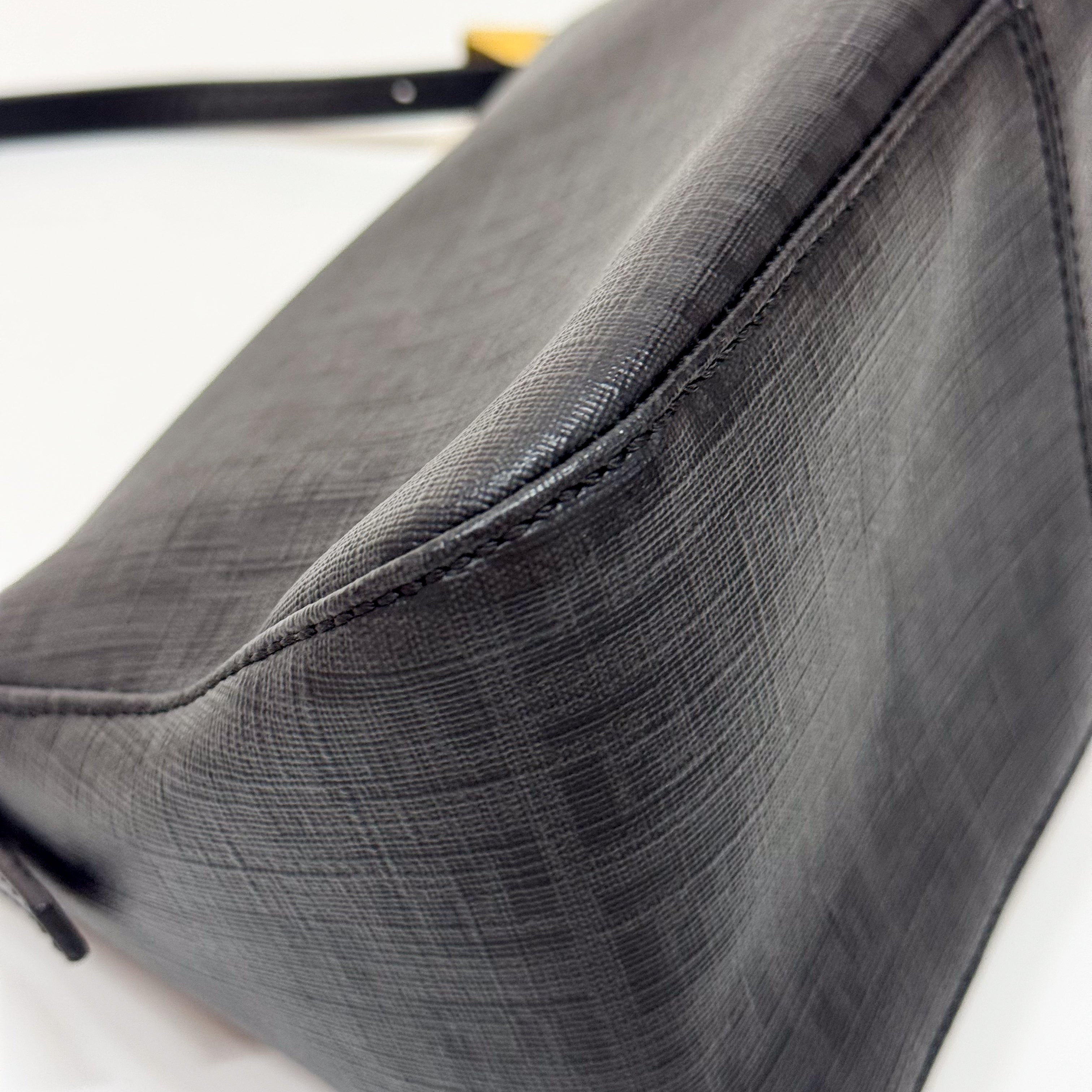 Mini Mamma Baguette Black Leather and Gold Buckle