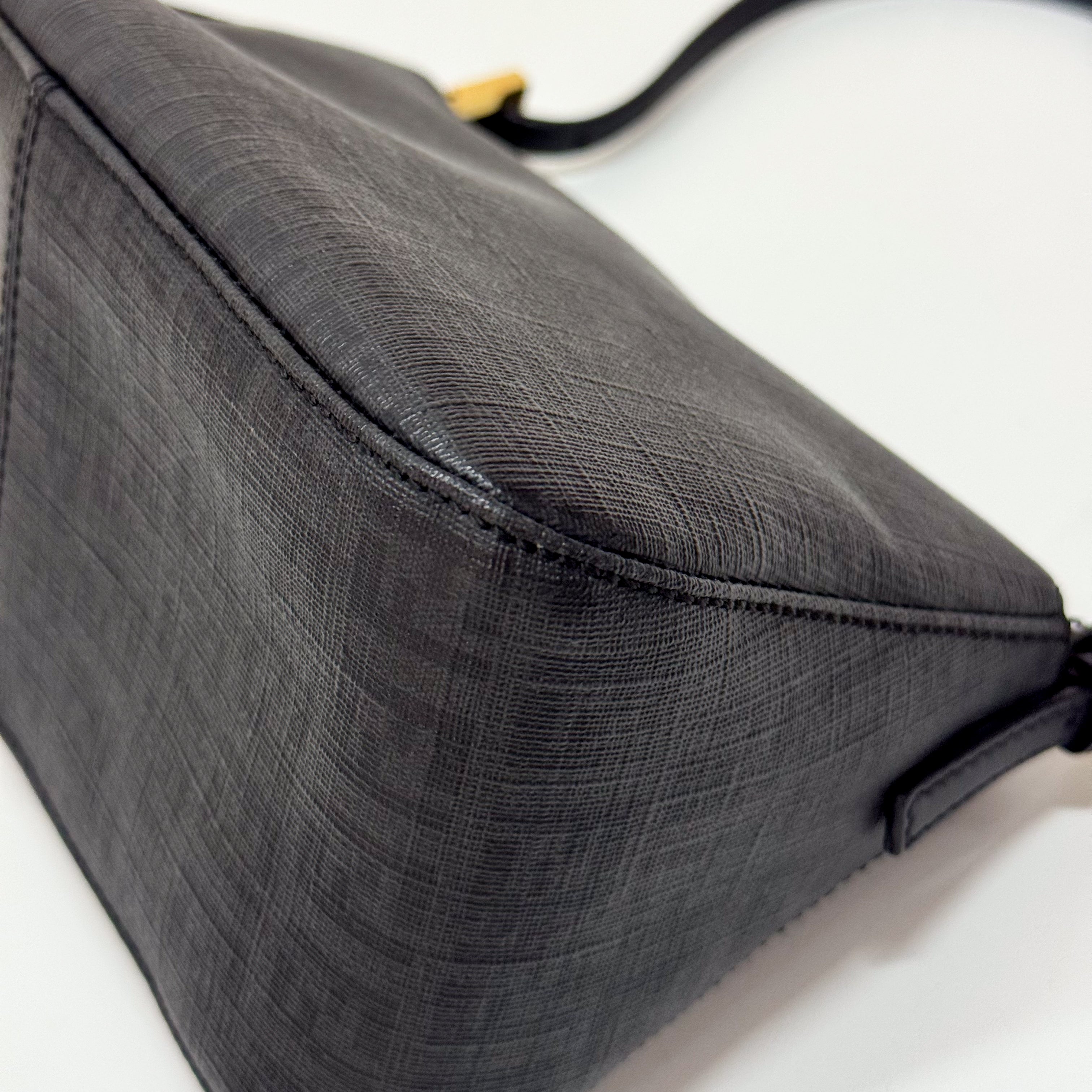 Mini Mamma Baguette Black Leather and Gold Buckle