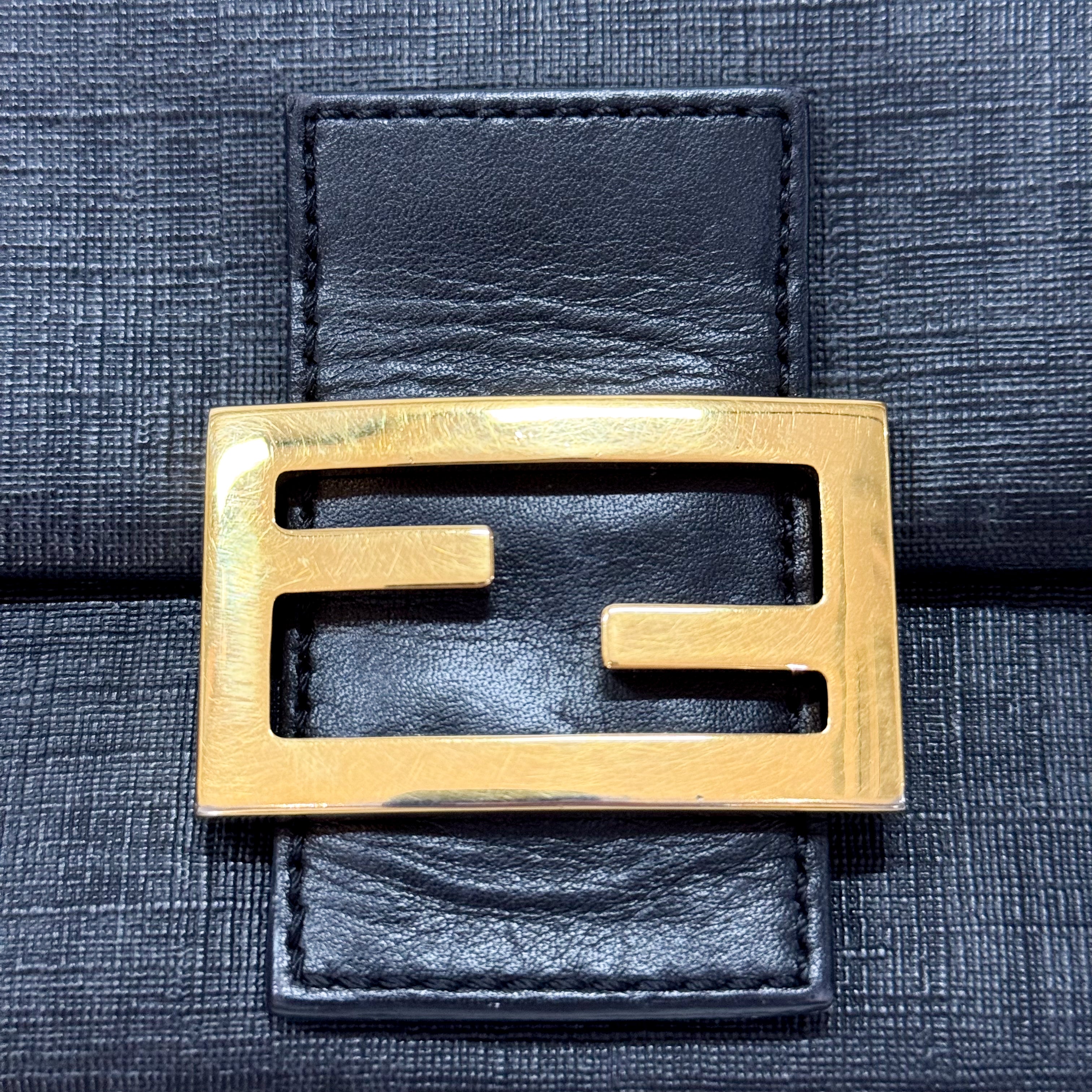 Mini Mamma Baguette Black Leather and Gold Buckle