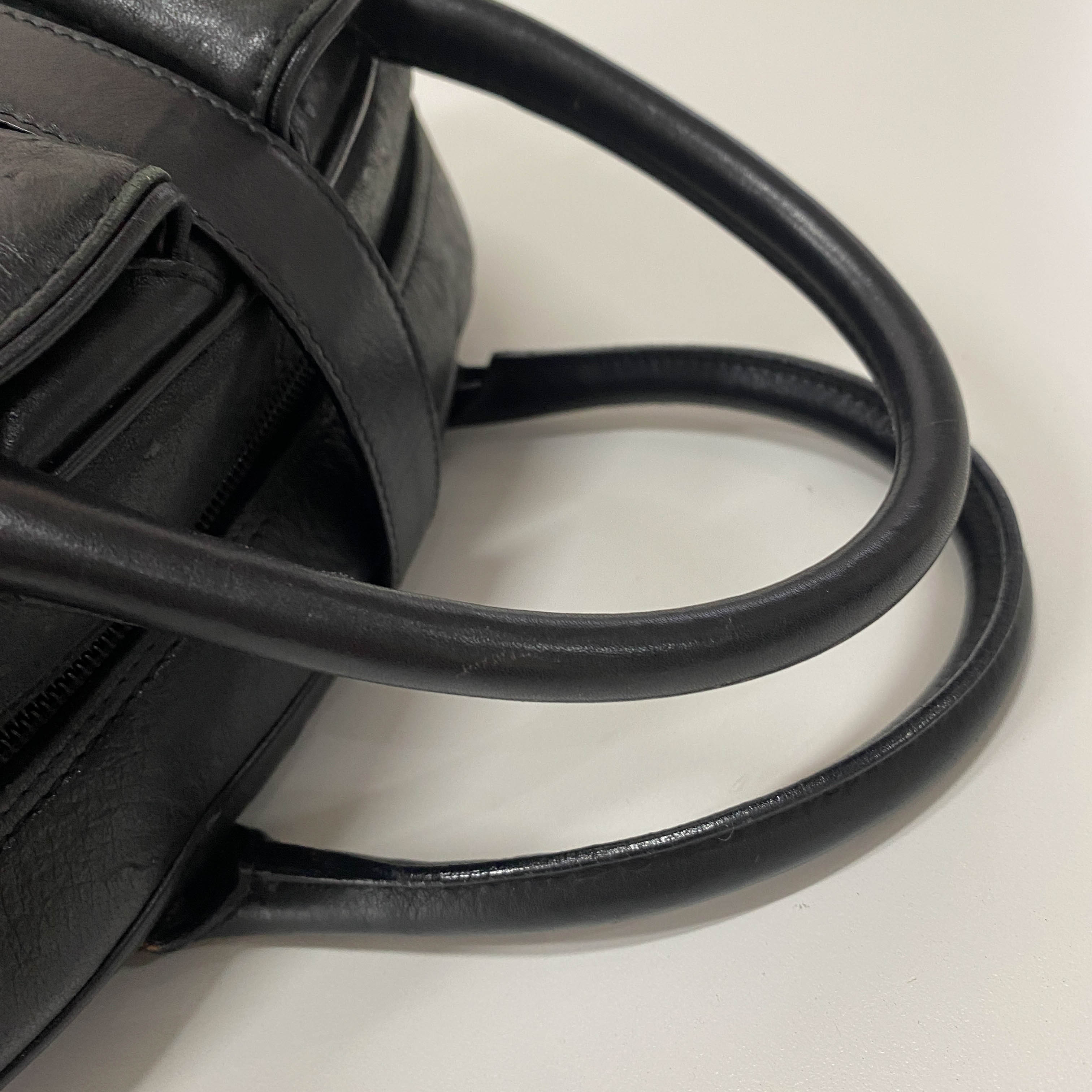 Double Saddle Black Ostrich Hand Bag