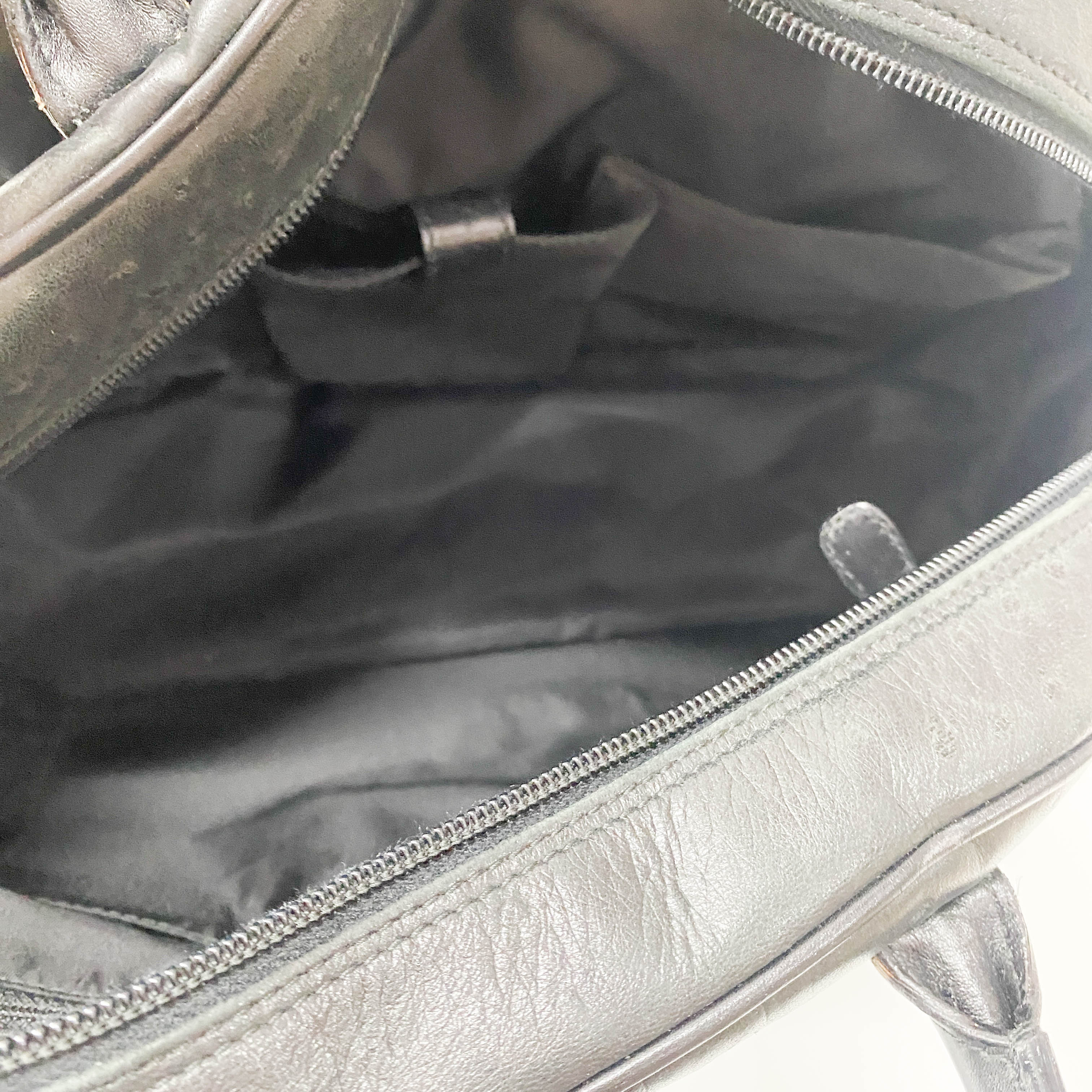 Double Saddle Black Ostrich Hand Bag