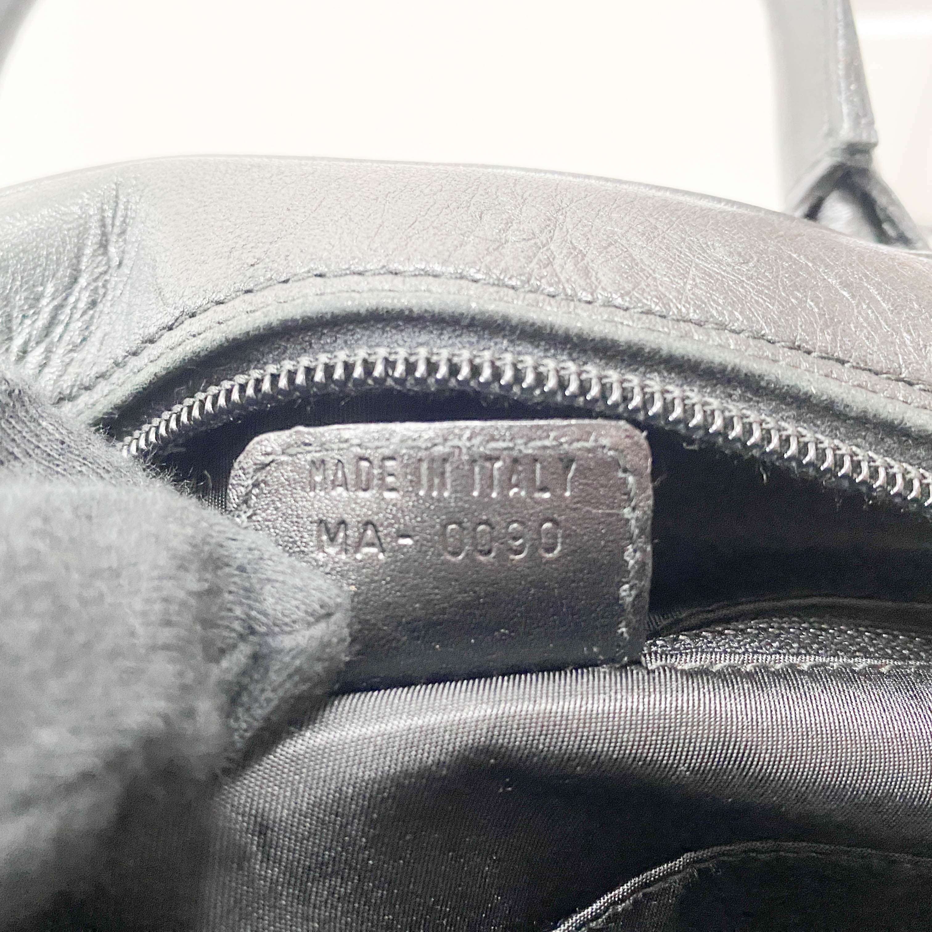 Double Saddle Black Ostrich Hand Bag