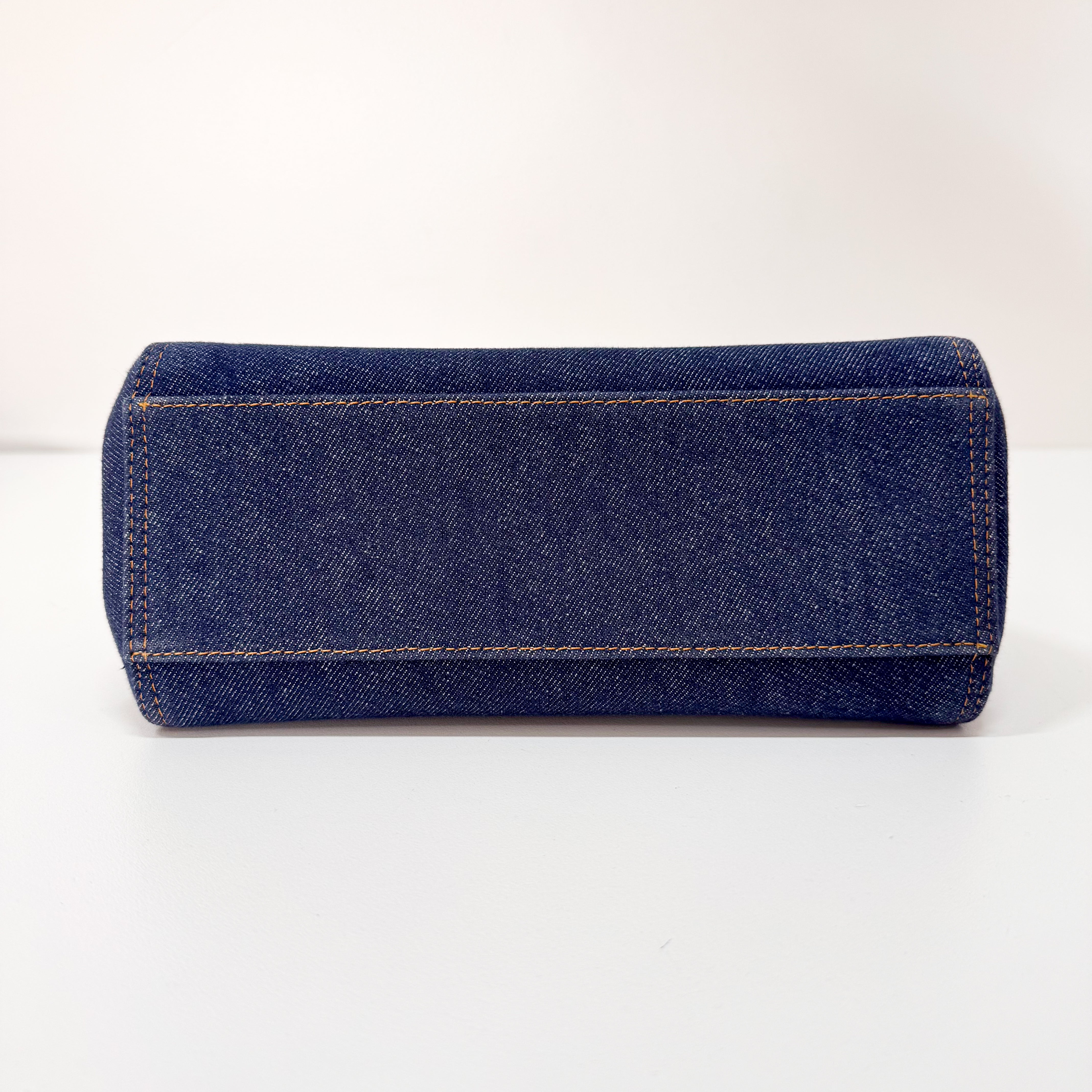 Mini Peek-a-Boo Denim with Brown Handle Bag