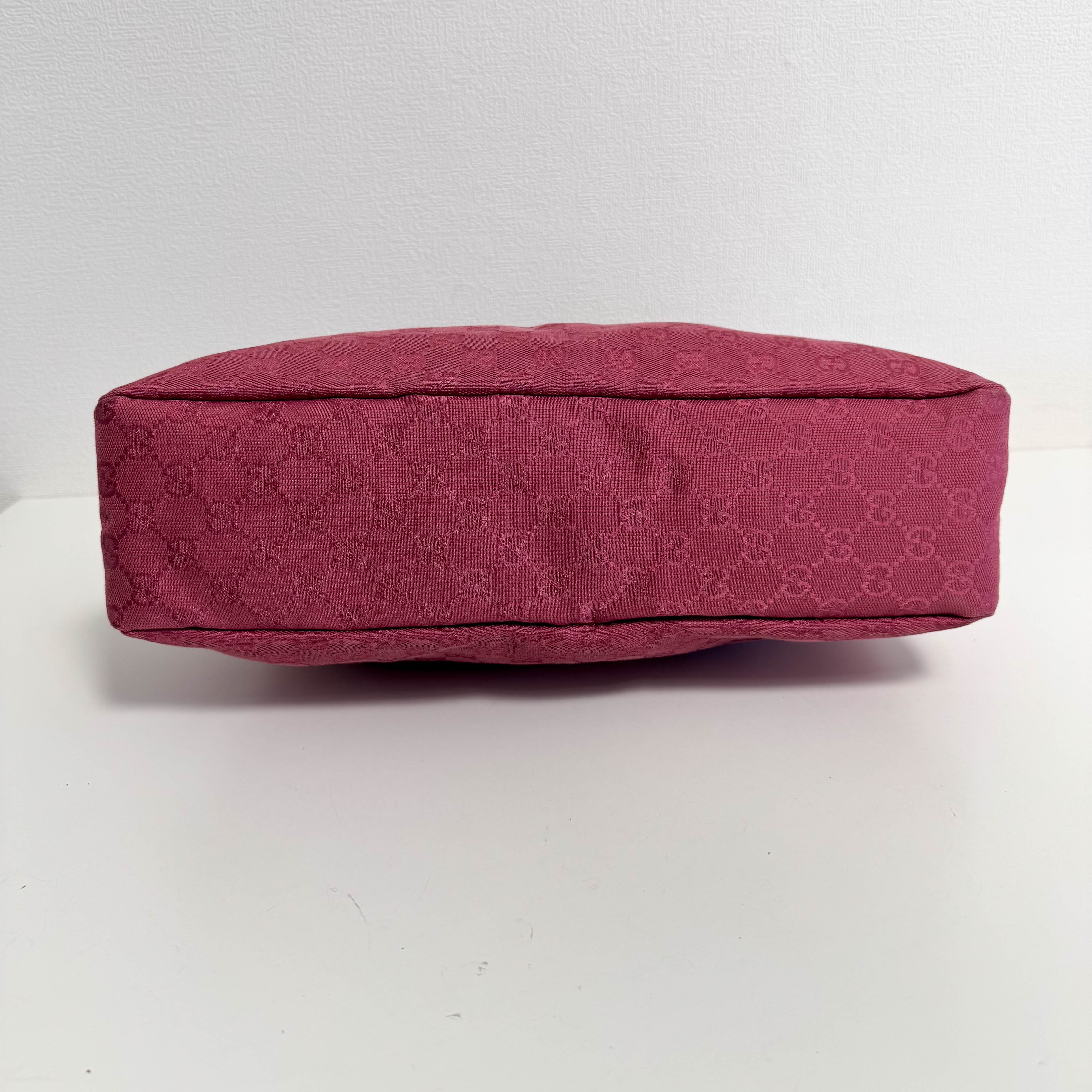 Horsebit Pink Canvas Hobo Shoulder Bag