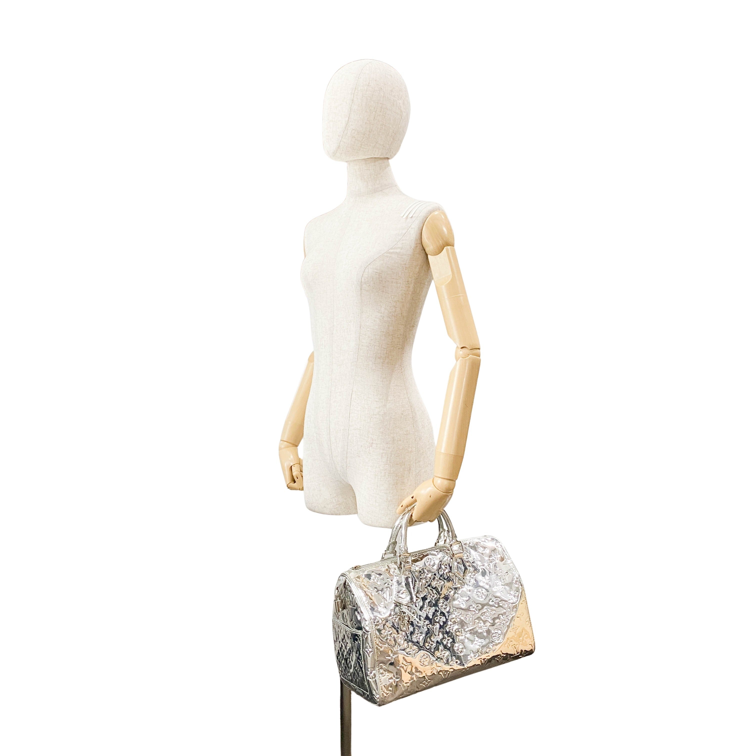 Silver Monogram Miroir Speedy Handbag