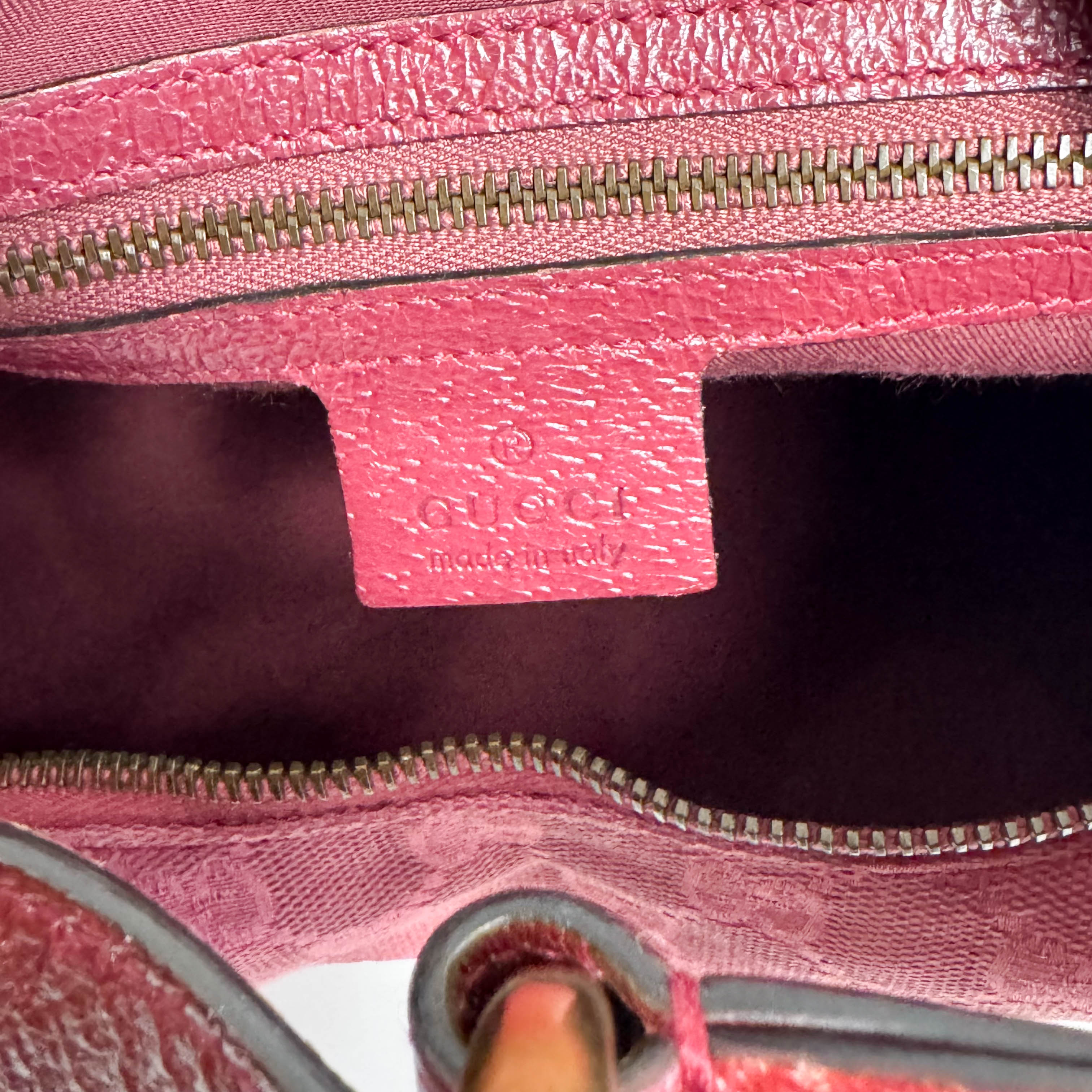 Horsebit Pink Canvas Hobo Shoulder Bag