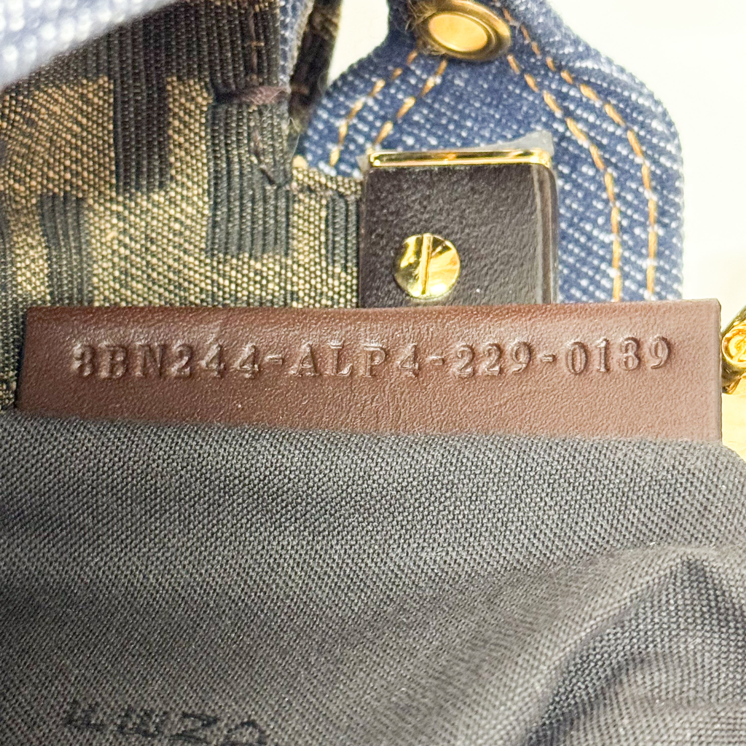 Mini Peek-a-Boo Denim with Brown Handle Bag