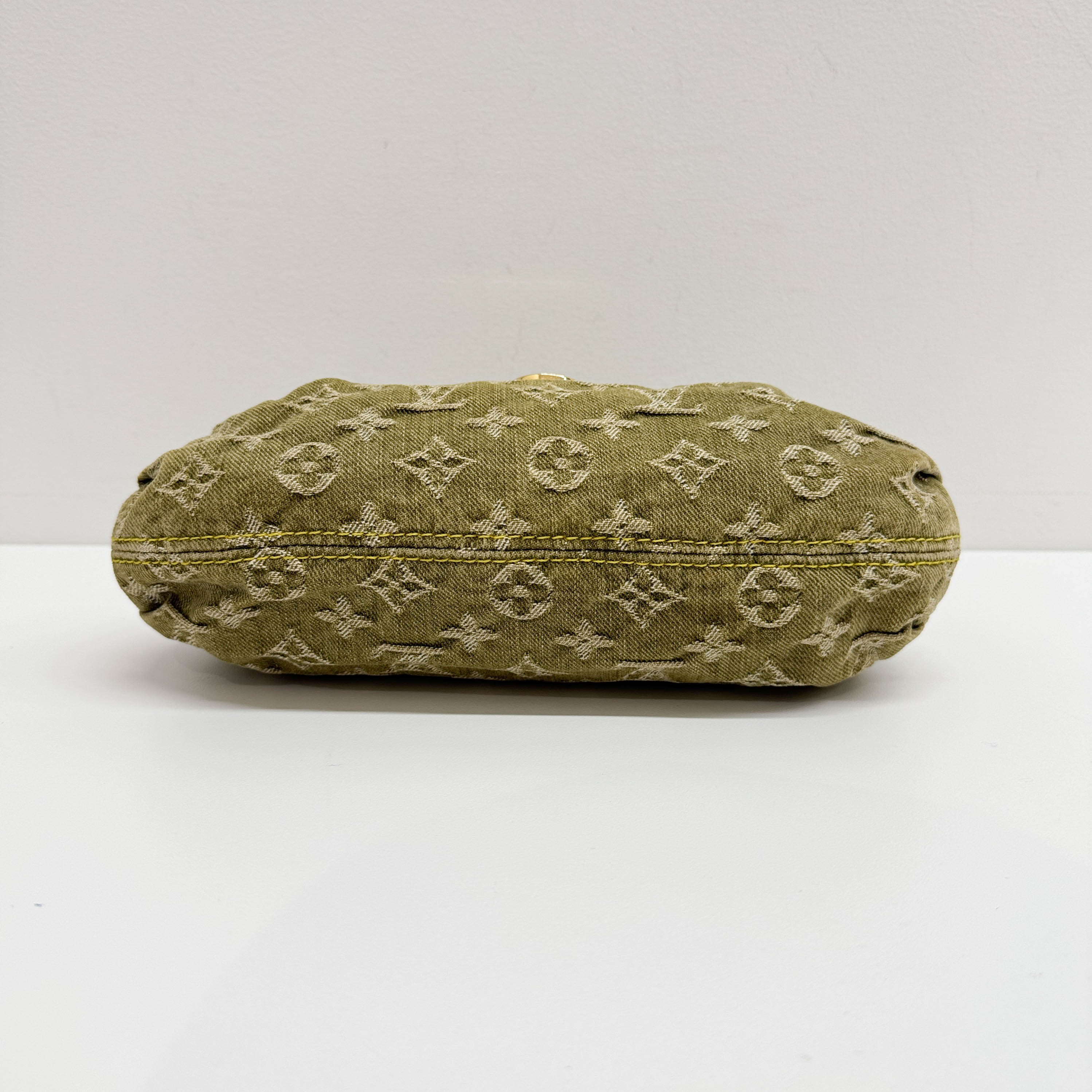 Pleaty Olive Denim Shoulder Bag