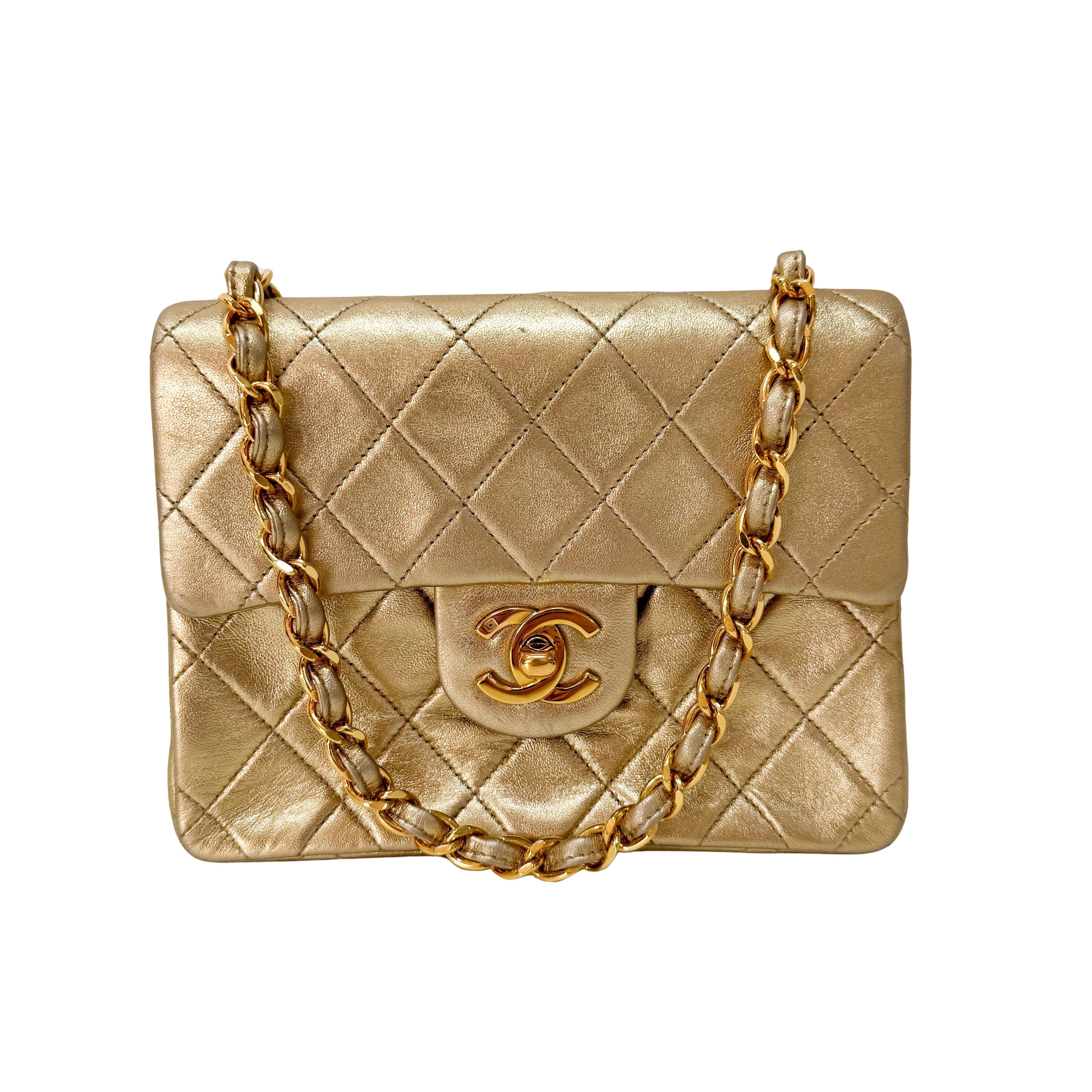 Mini Matelasse 17 Gold Lambskin Chain Strap Bag