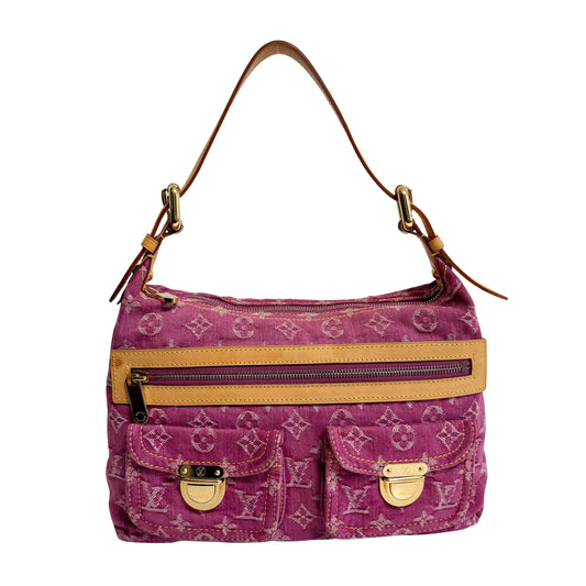 Baggy PM Monogram Pink Denim Shoulder Bag
