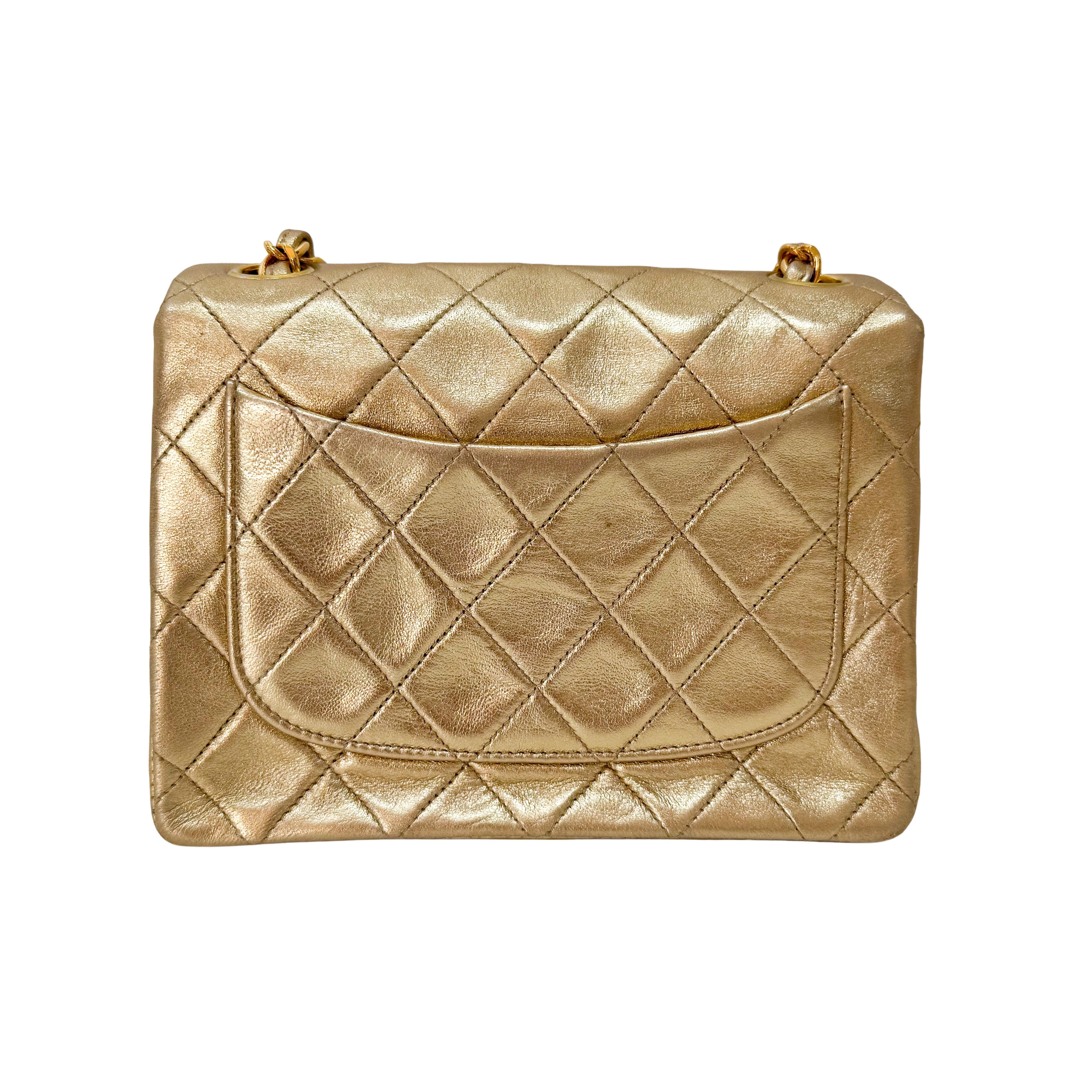 Mini Matelasse 17 Gold Lambskin Chain Strap Bag