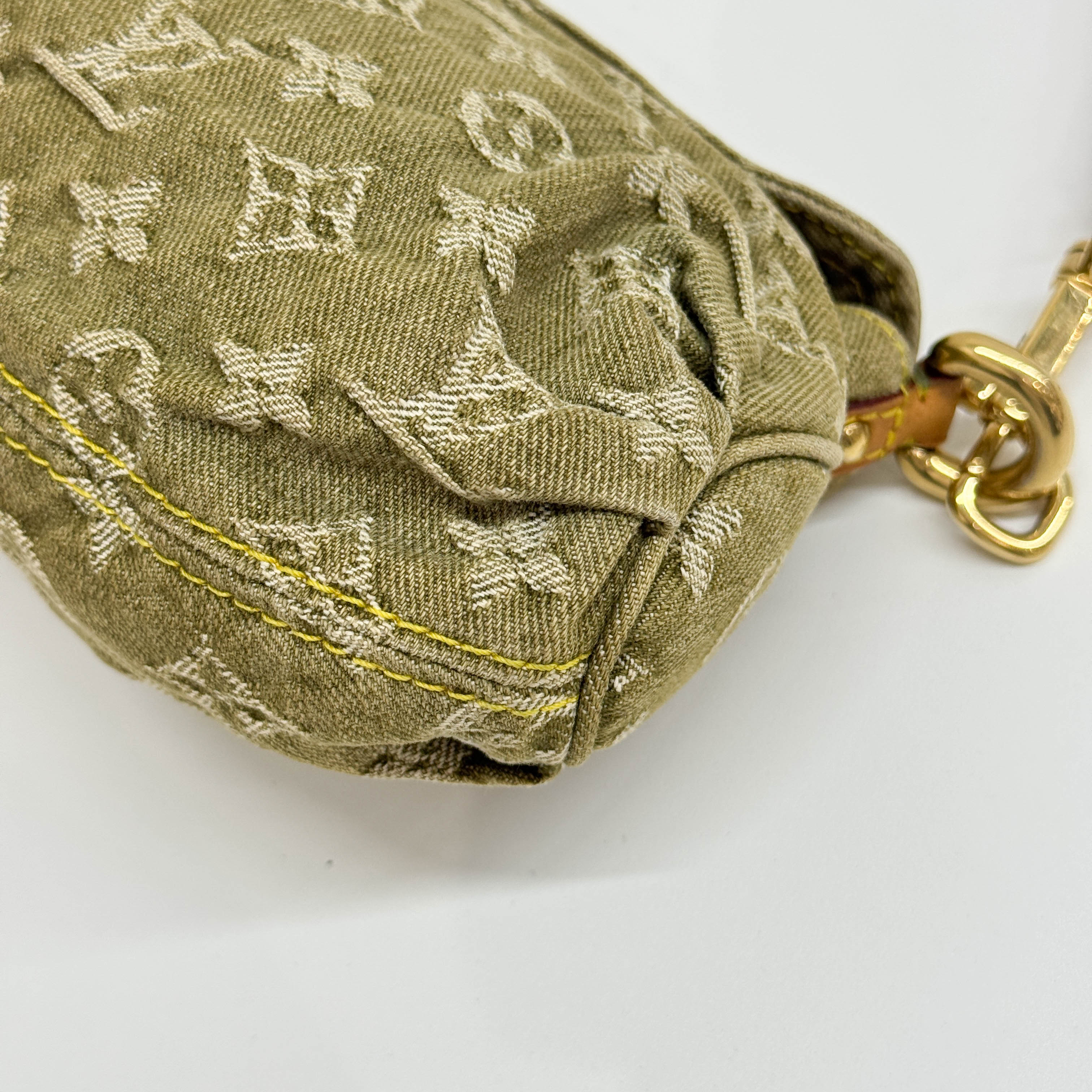 Pleaty Olive Denim Shoulder Bag