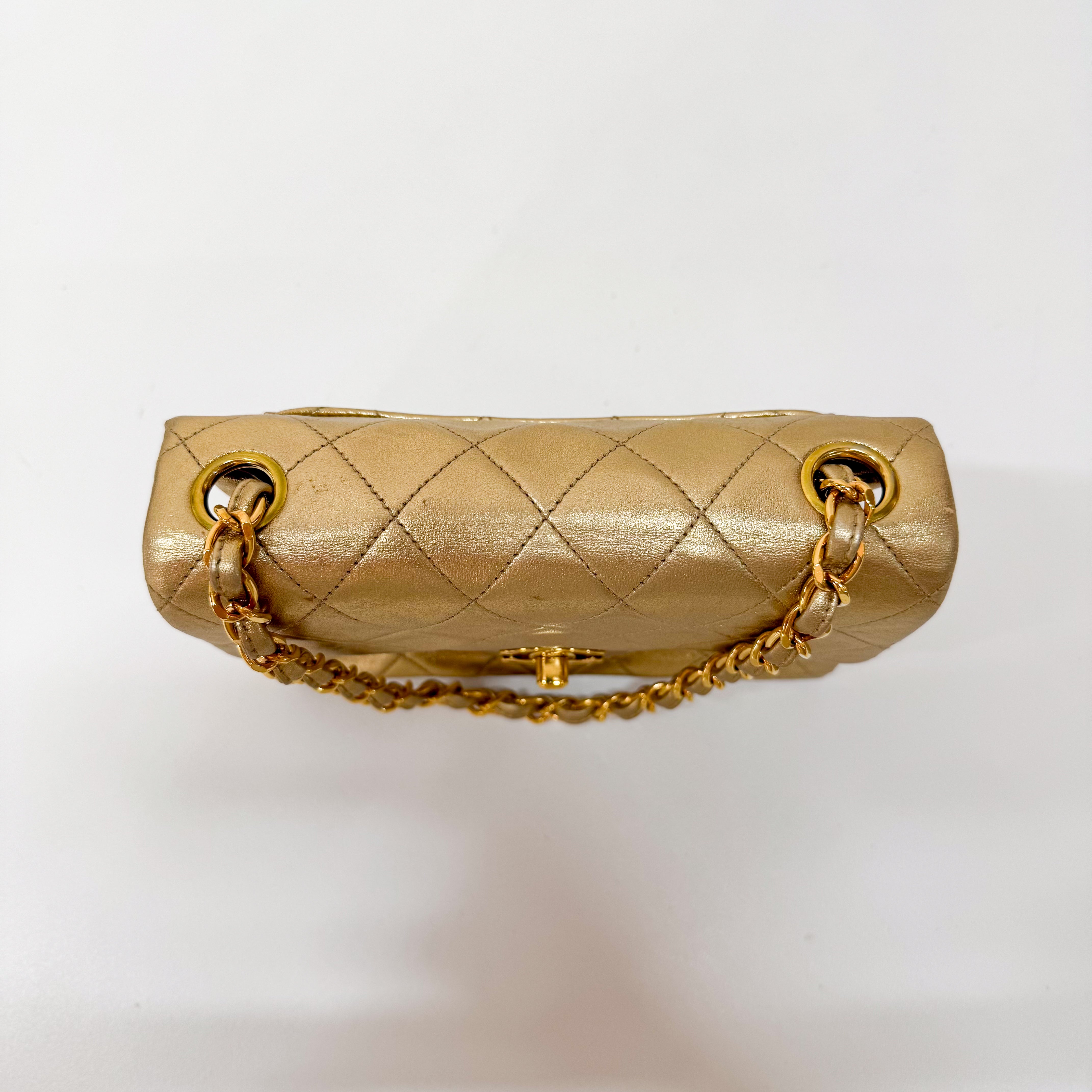 Mini Matelasse 17 Gold Lambskin Chain Strap Bag