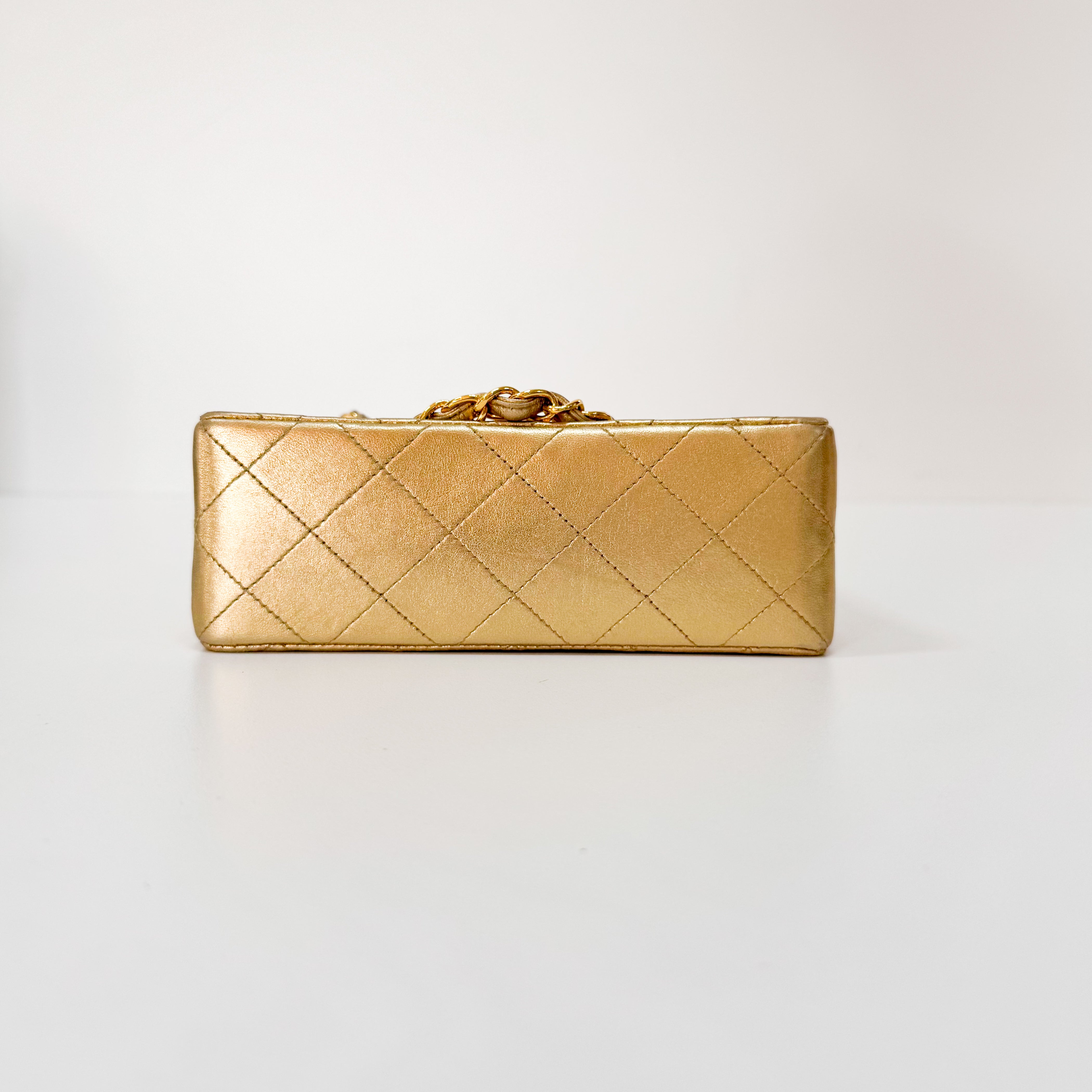 Mini Matelasse 17 Gold Lambskin Chain Strap Bag