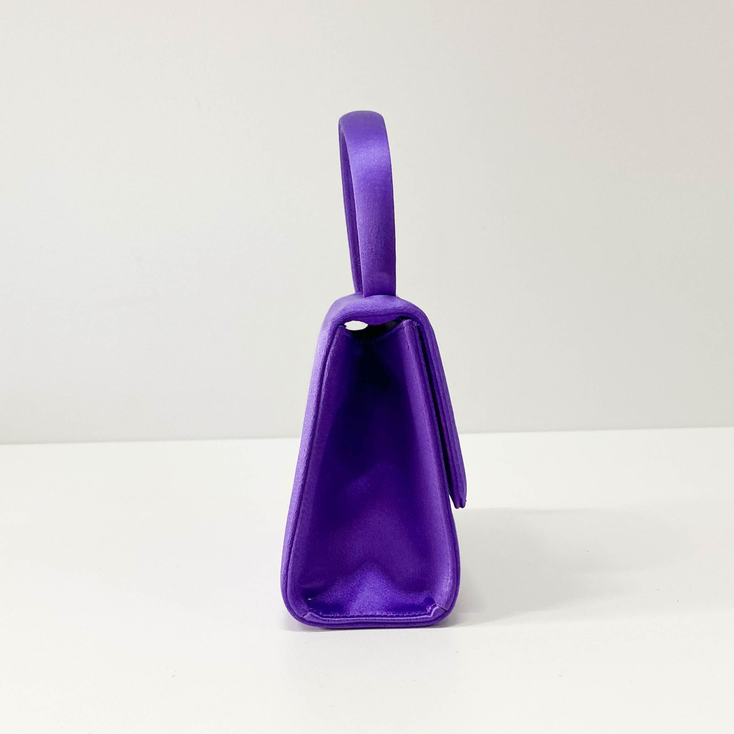 Purple Satin Top Handle Bag