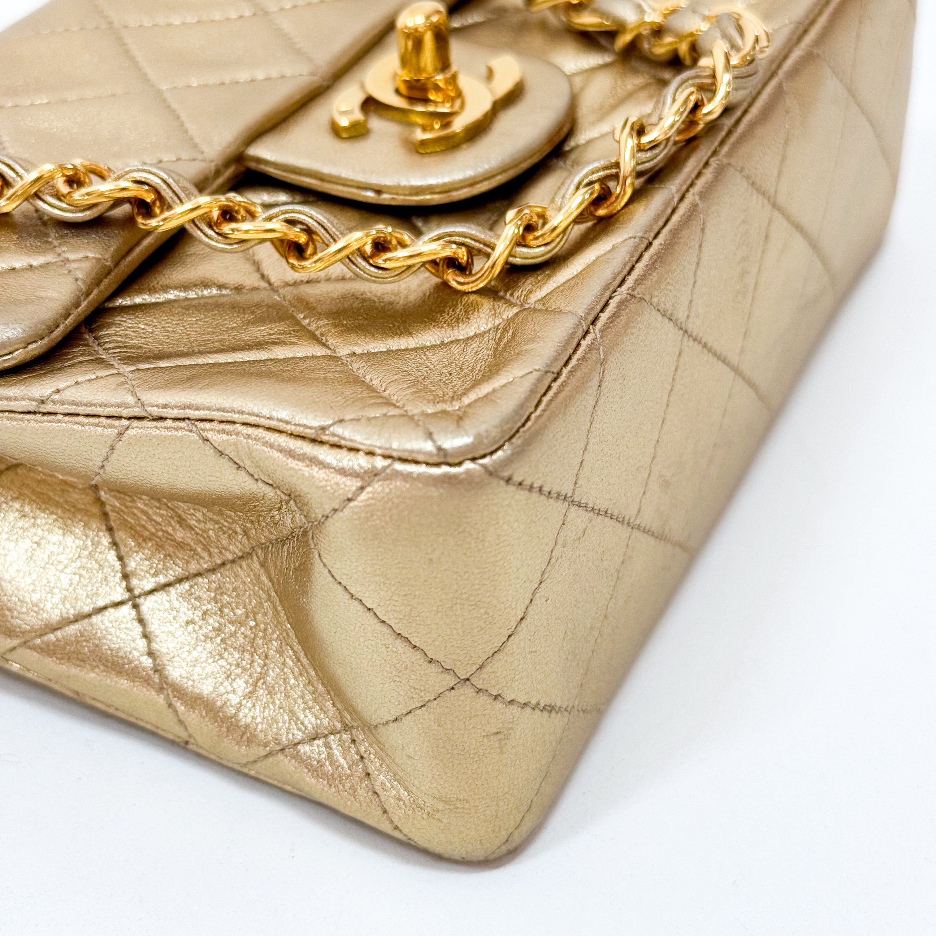 Mini Matelasse 17 Gold Lambskin Chain Strap Bag
