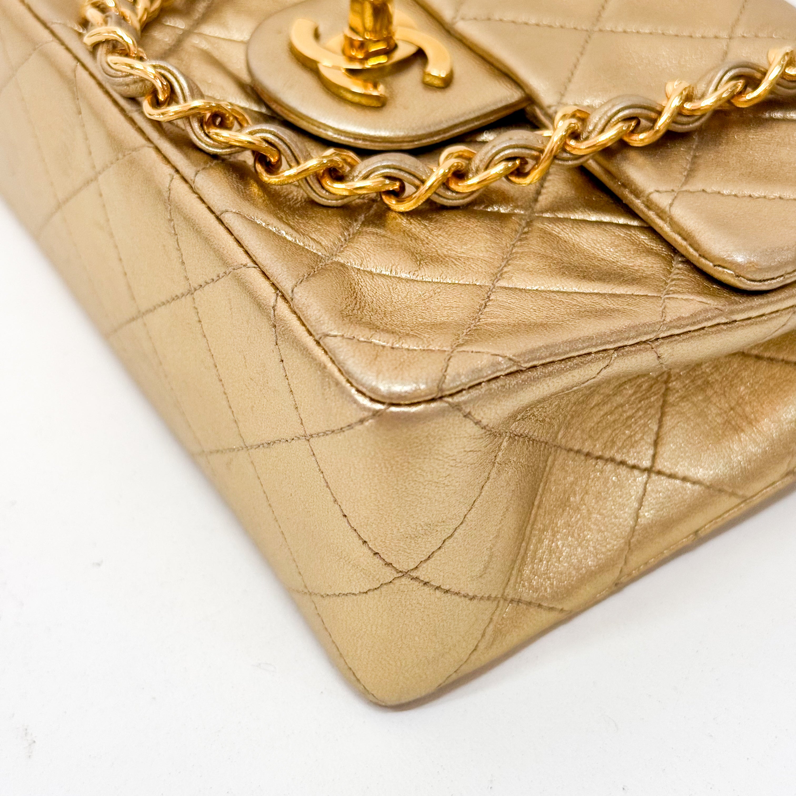 Mini Matelasse 17 Gold Lambskin Chain Strap Bag