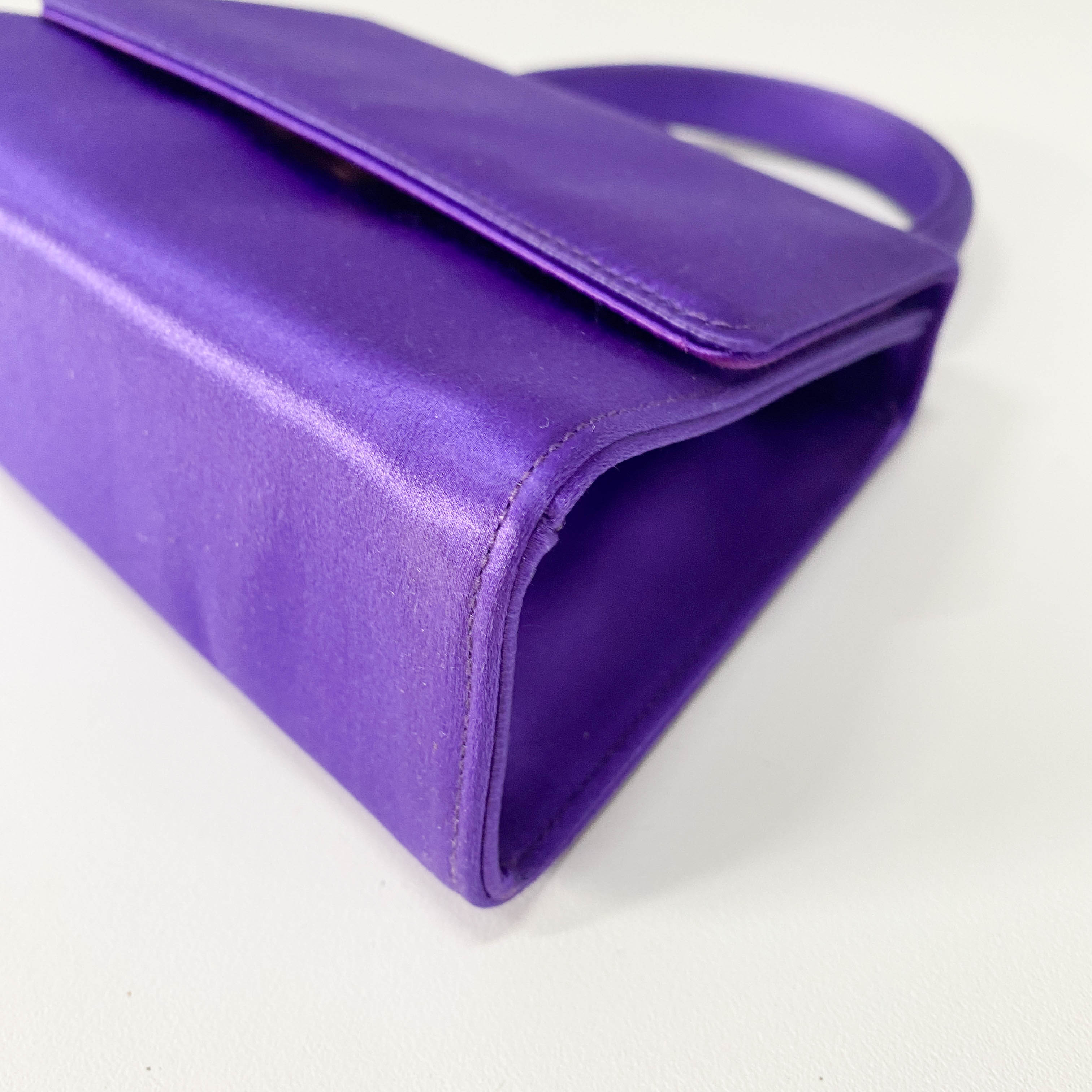 Purple Satin Top Handle Bag