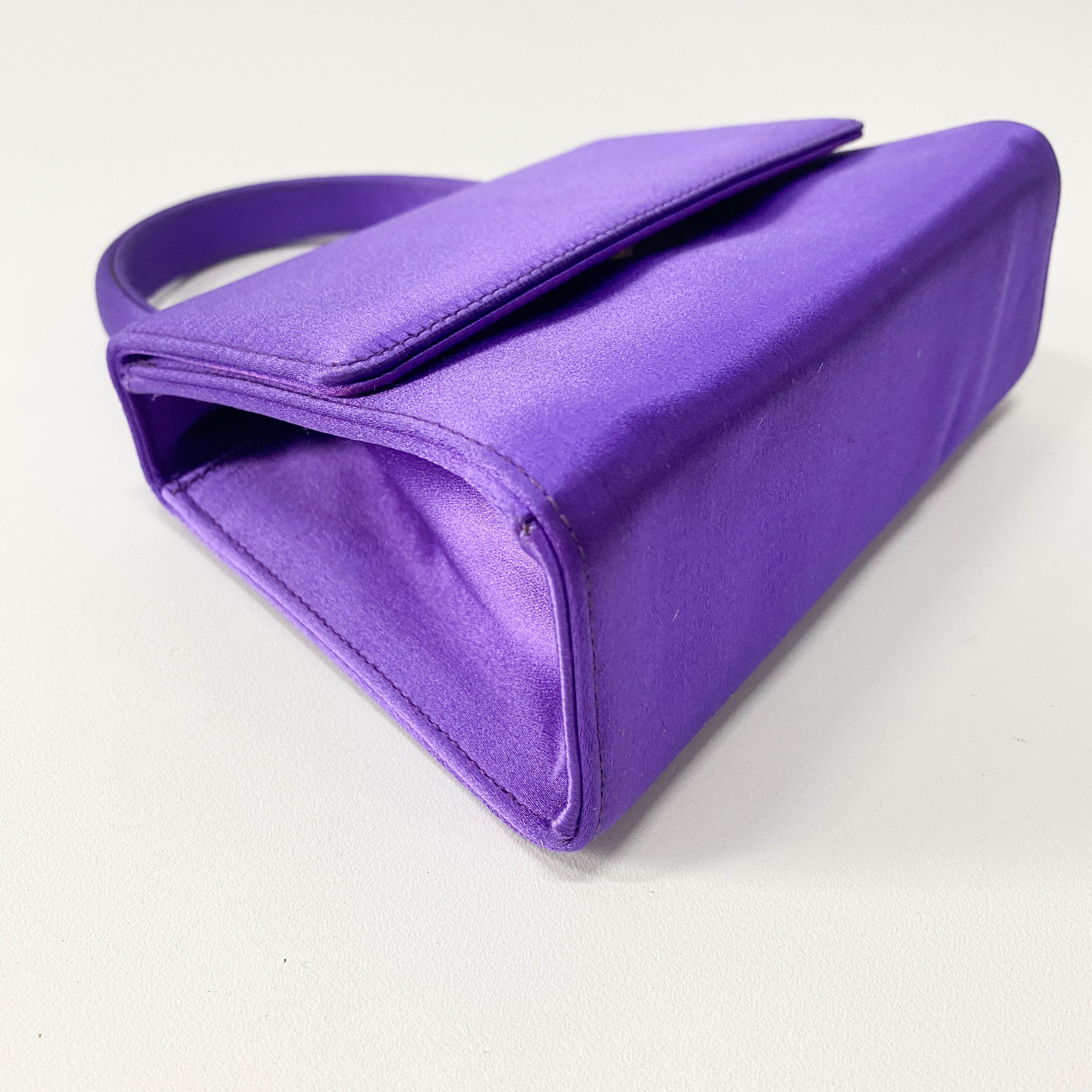 Purple Satin Top Handle Bag