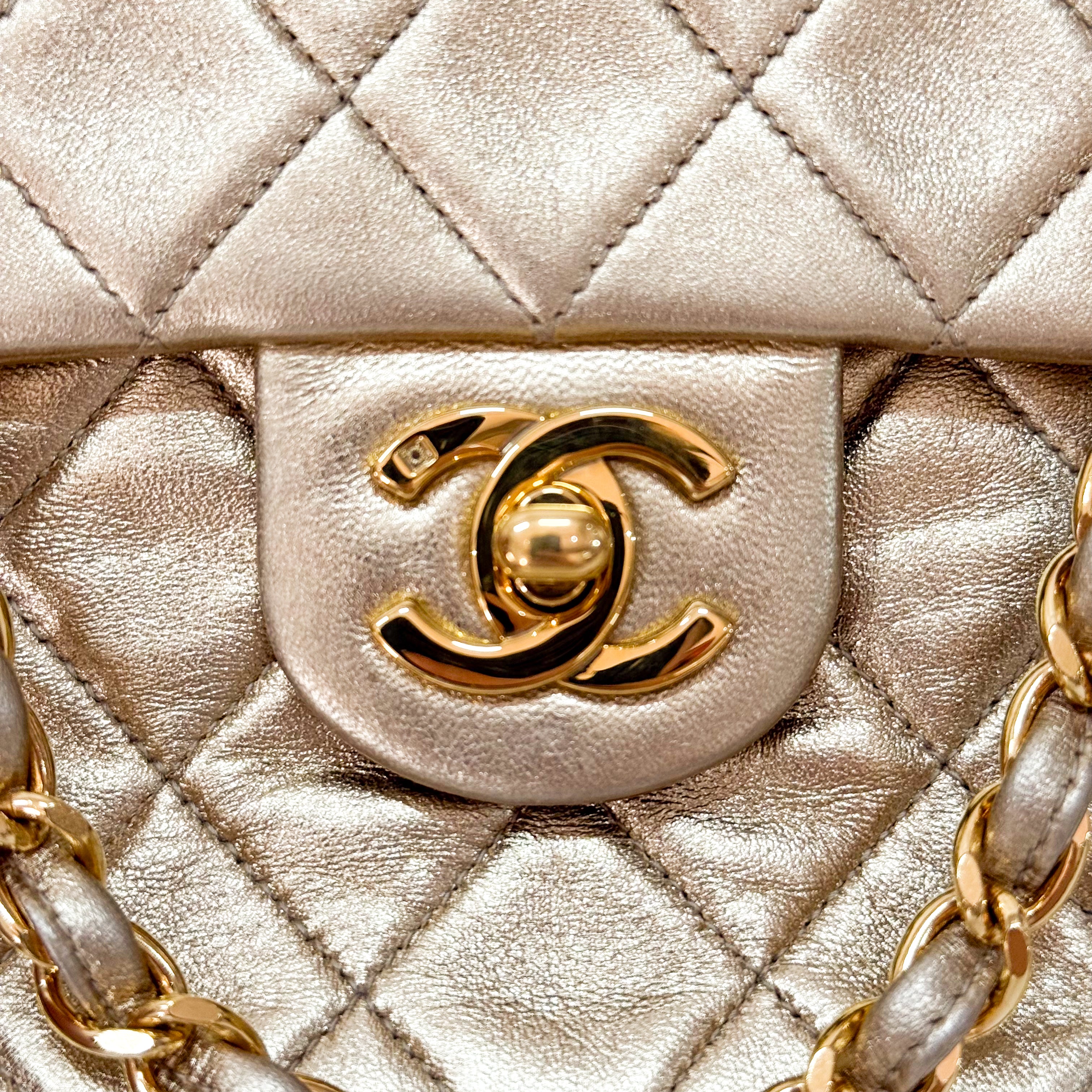 Mini Matelasse 17 Gold Lambskin Chain Strap Bag