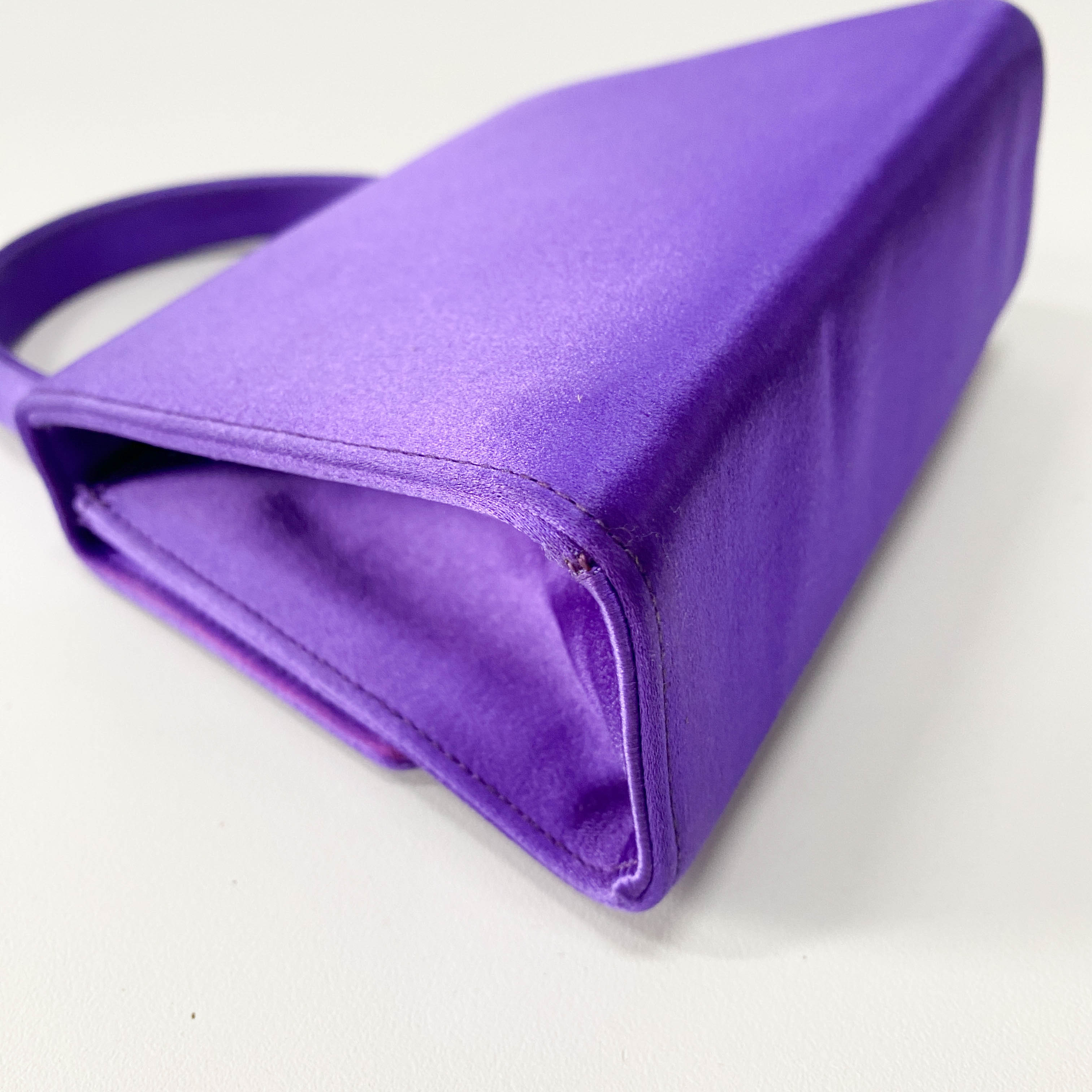 Purple Satin Top Handle Bag