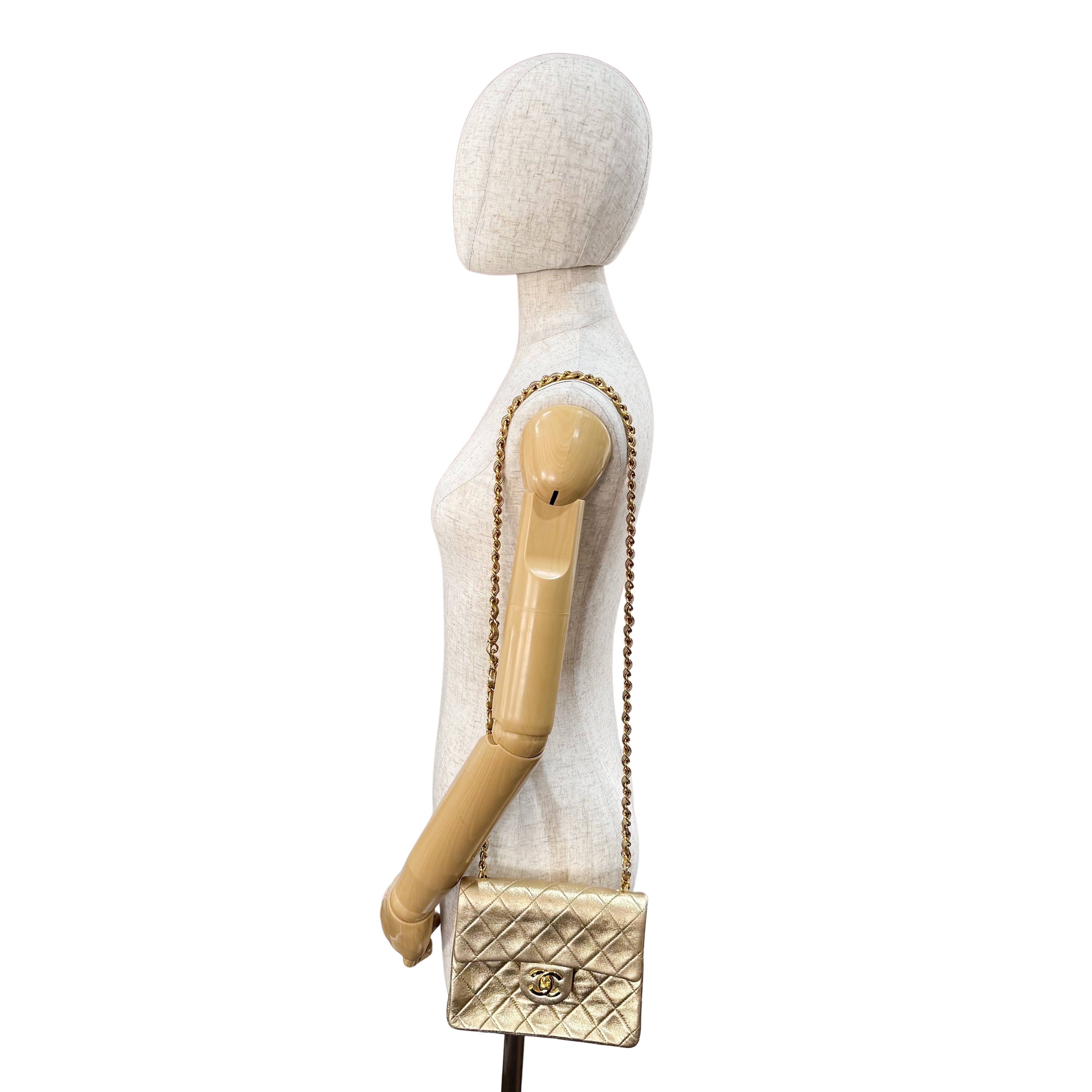 Mini Matelasse 17 Gold Lambskin Chain Strap Bag