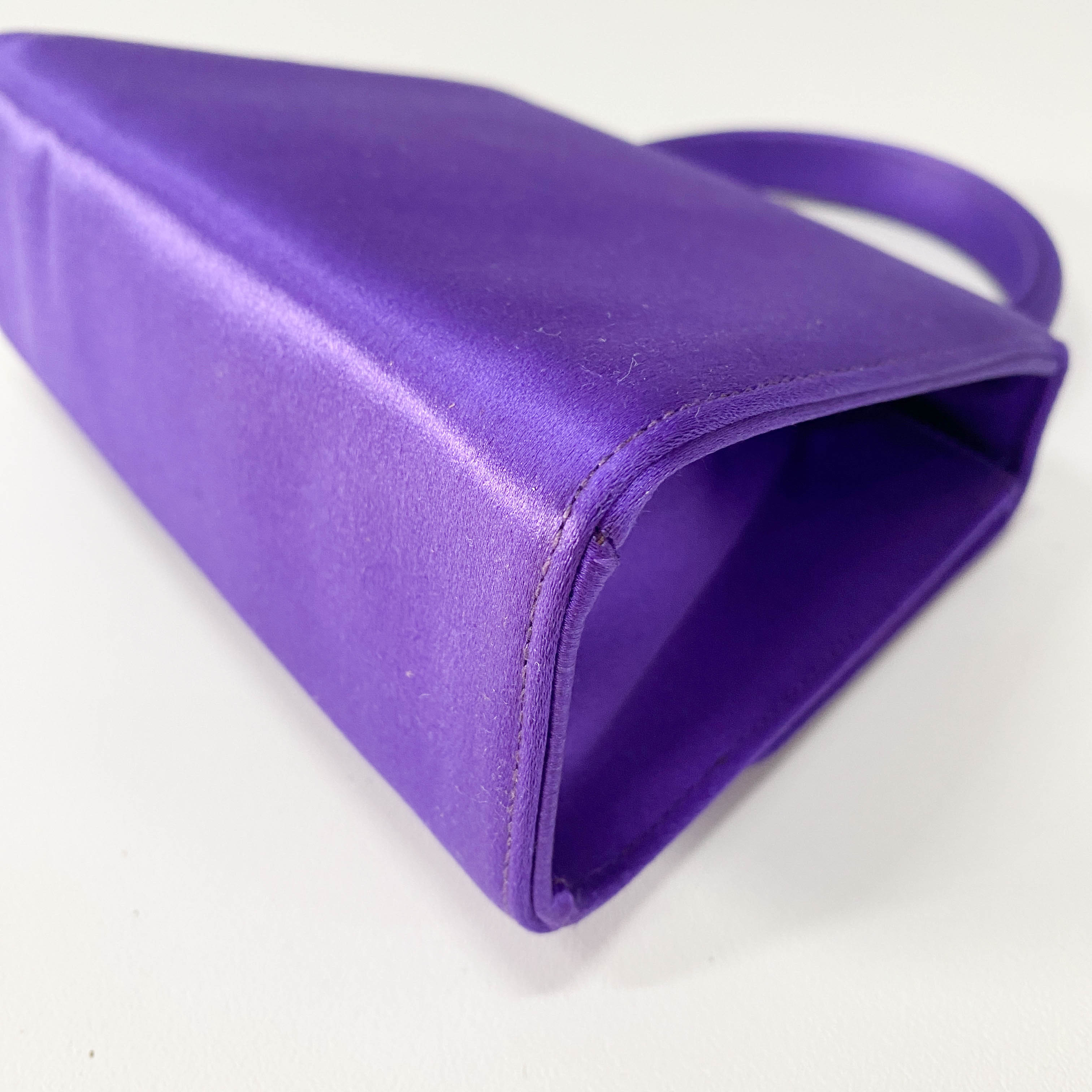 Purple Satin Top Handle Bag