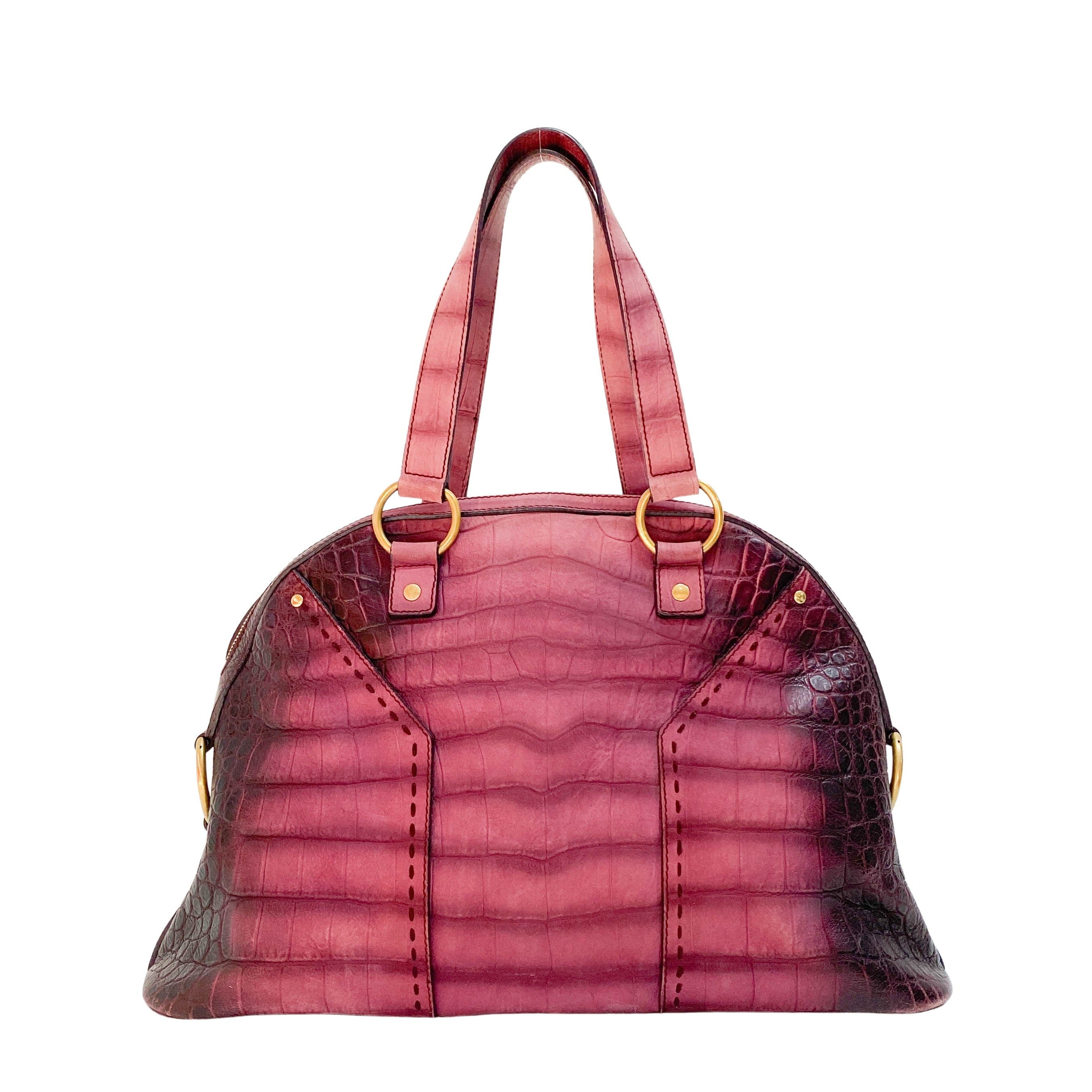 Muse Purple Croc Embossed Leather Shoulder Bag