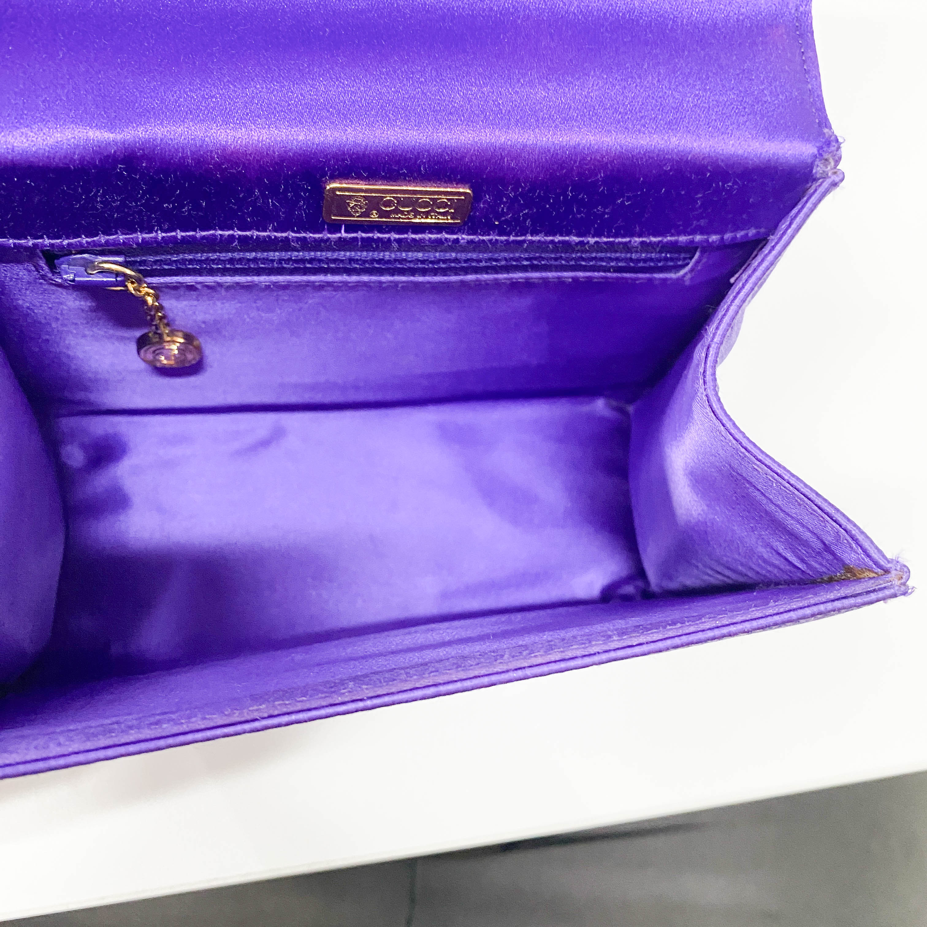 Purple Satin Top Handle Bag