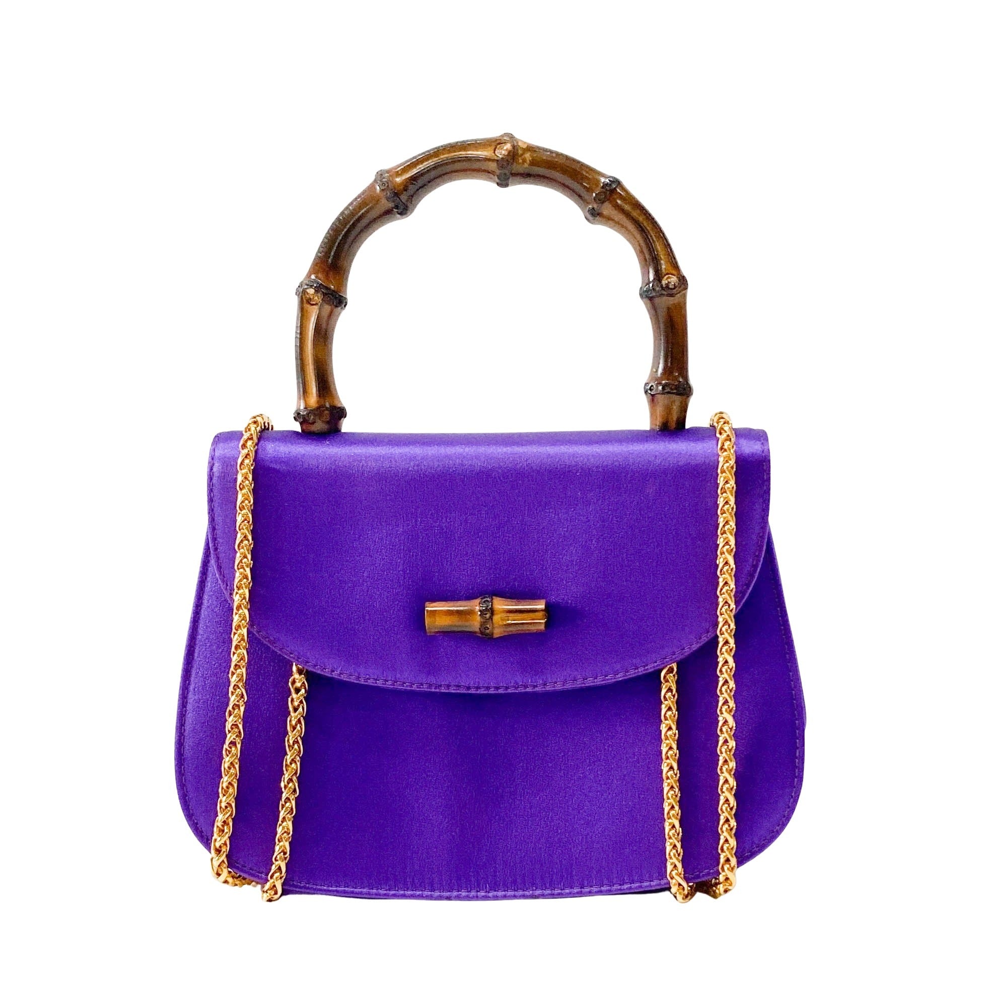 Bamboo Purple Satin Chain Shoulder Bag
