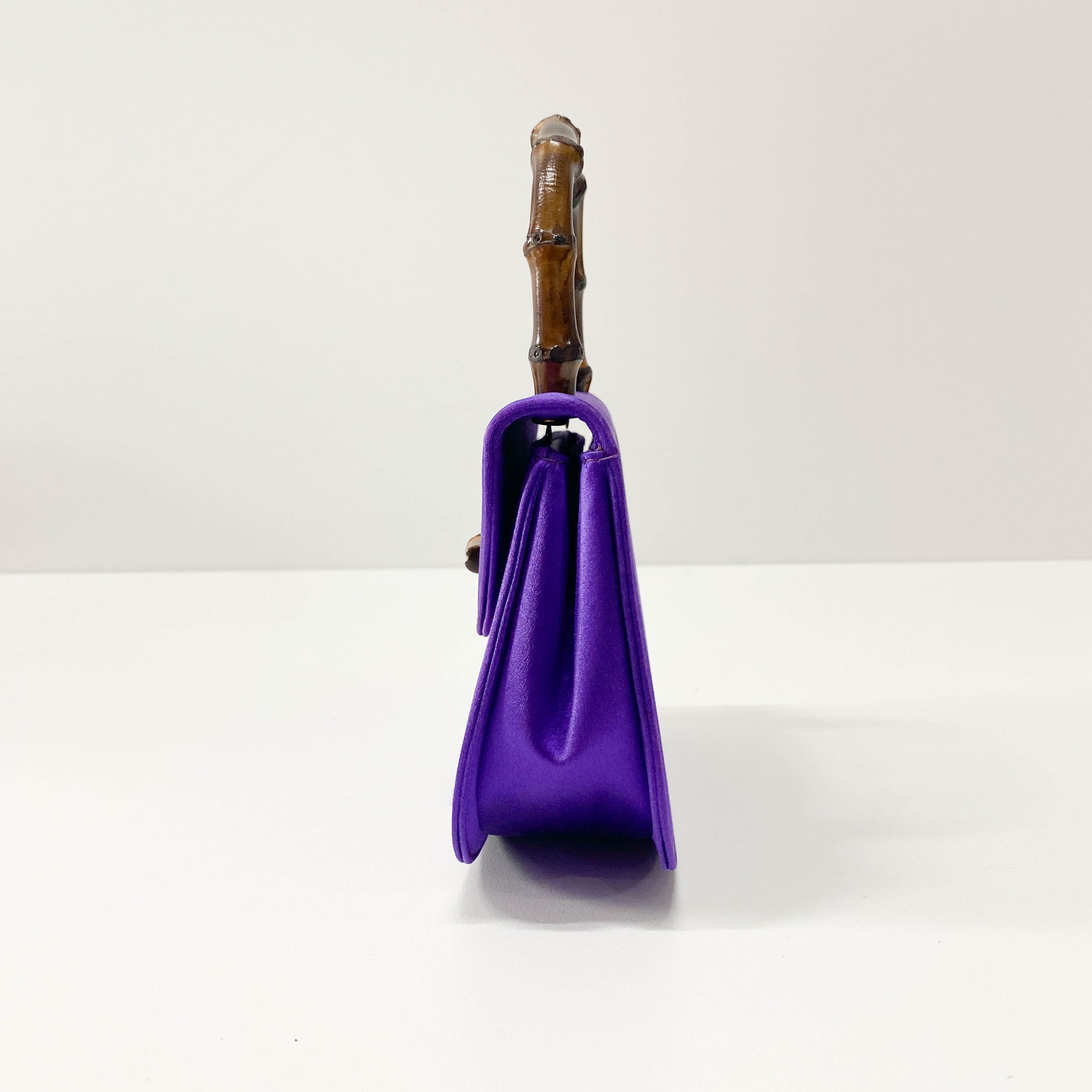 Bamboo Purple Satin Chain Shoulder Bag